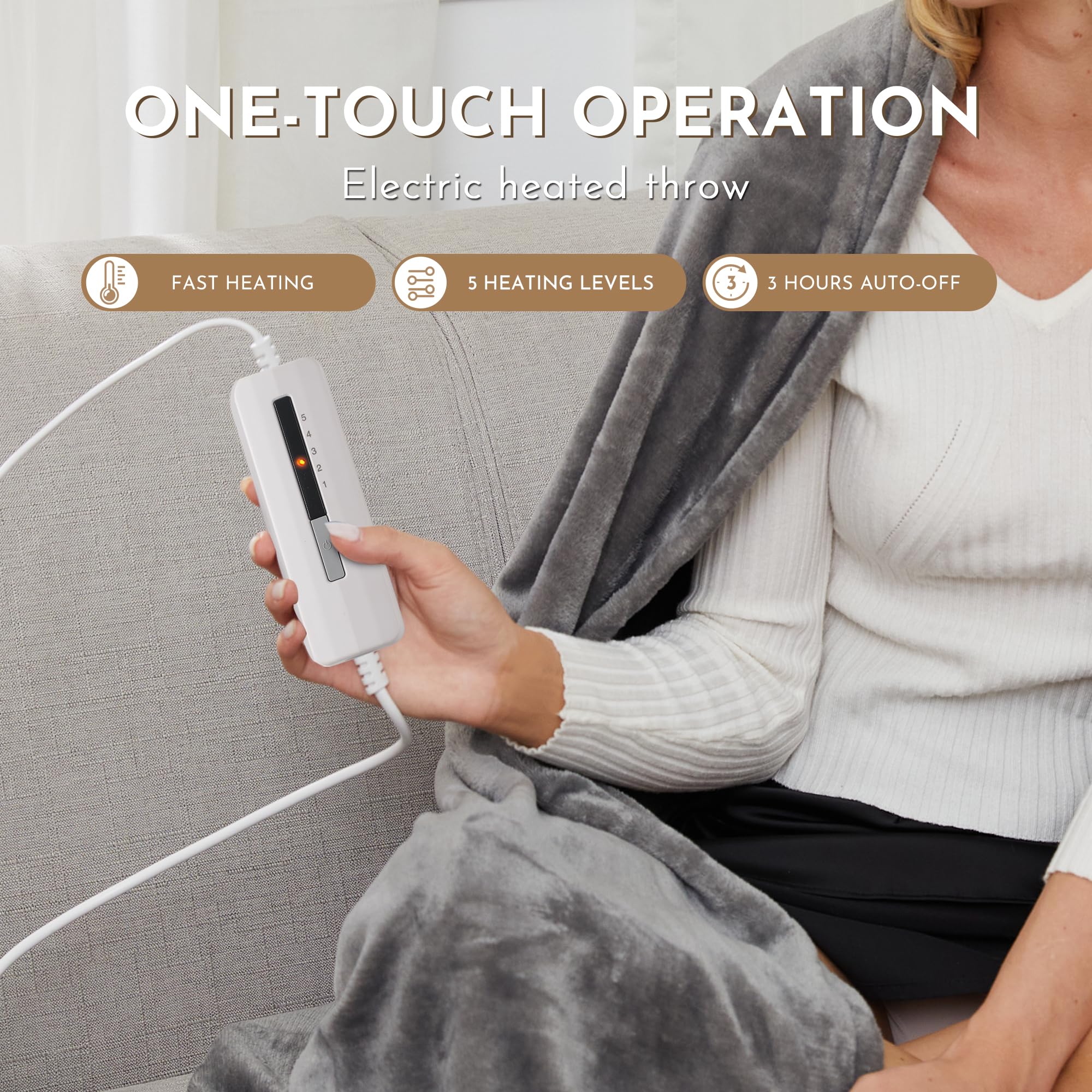 ONDAN Electric Blanket Heated 50