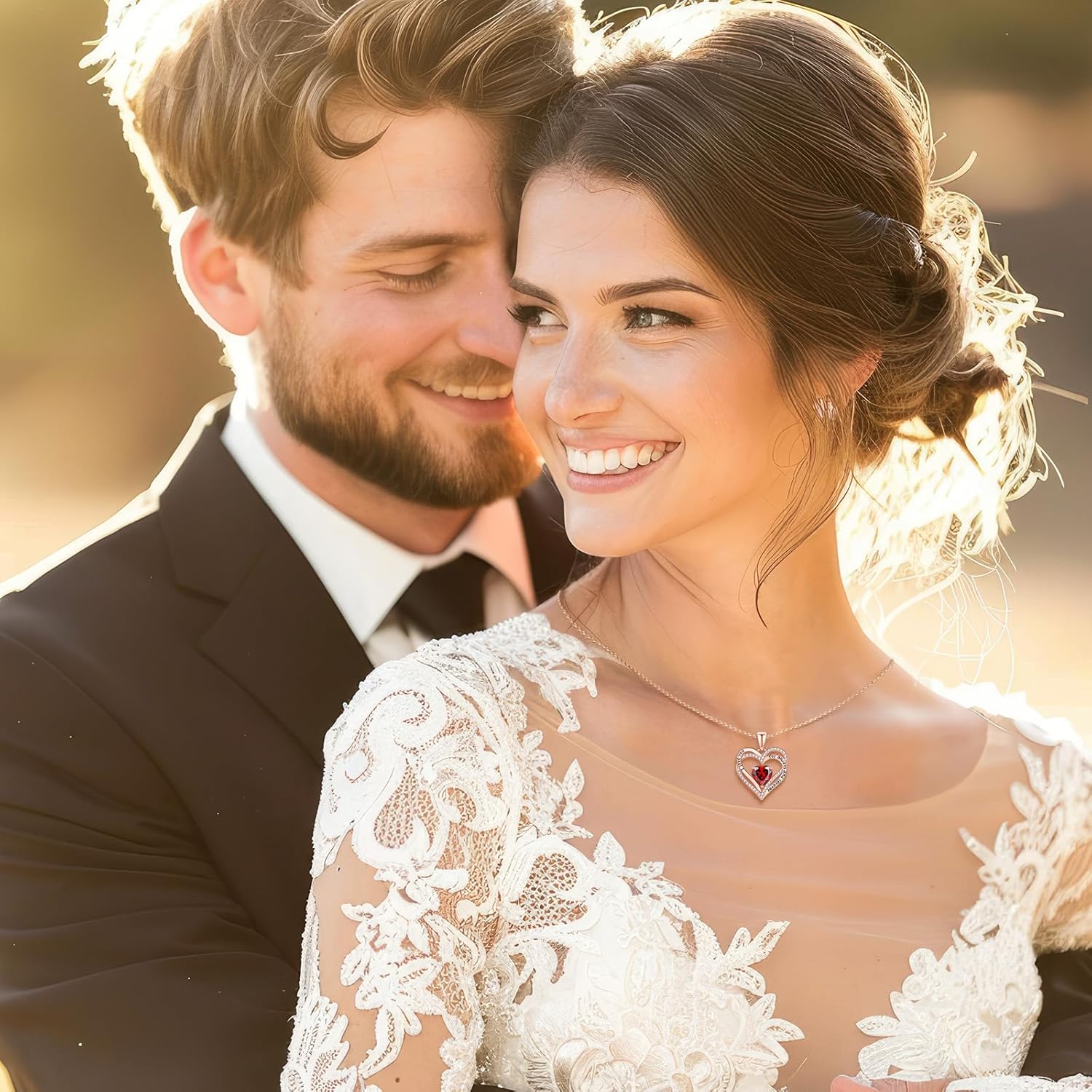 Vakki Birthstone Jewelry for Women Pendant Necklace 925 Sterling Silver Heart Necklace Birthday Gifts for Wife Daughter Girlfriend - Image 2