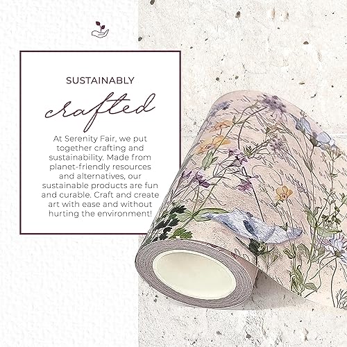 Miniatura 5 de Serenity Fair Rollo de cinta washi floral extra ancha (3.62 pulgadas de ancho) para álbumes de recortes, manualidades, bordes de papel tapiz