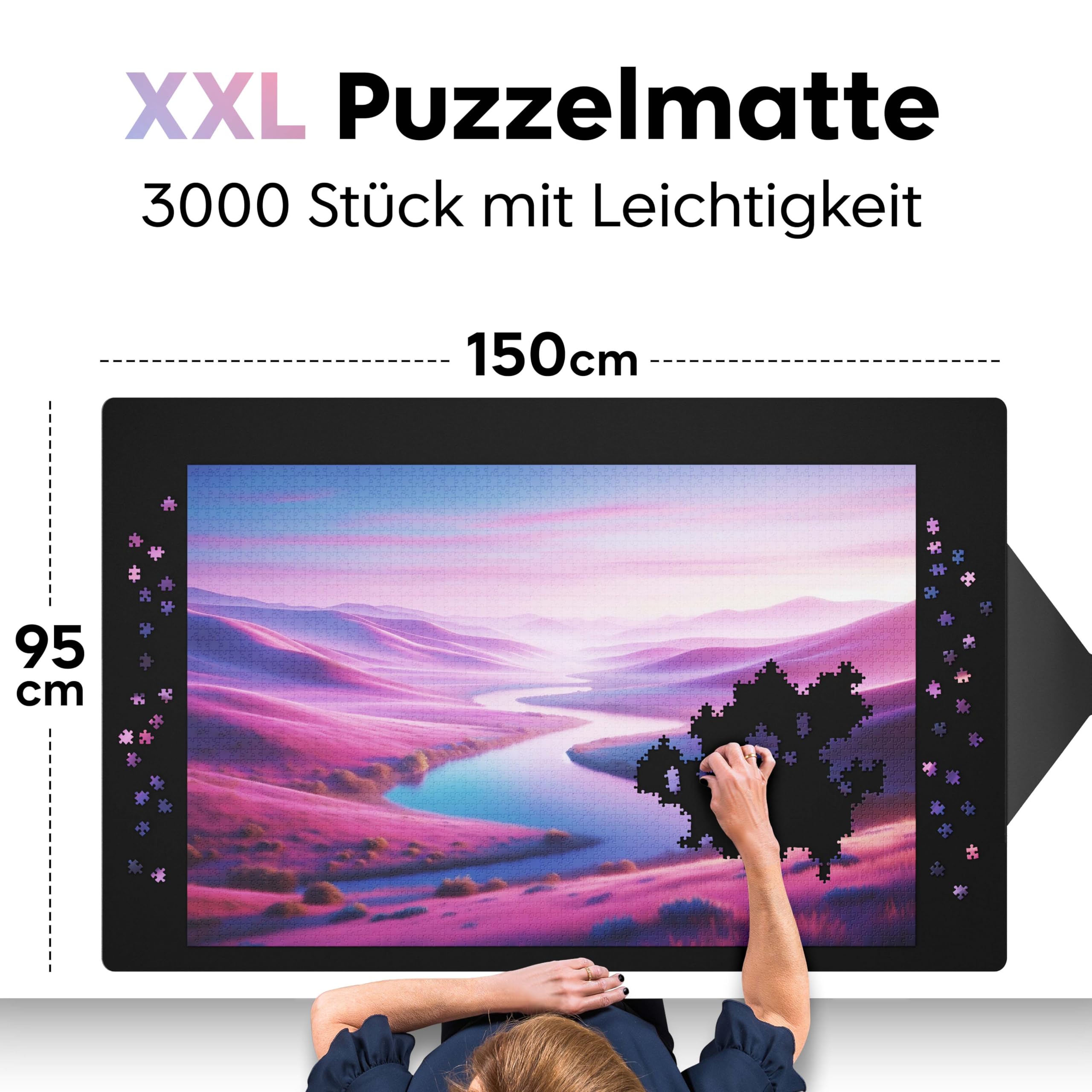 Puzzlup Puzzlematte 95 x 150 cm Premium Puzzle Rolle für 3000 Teile