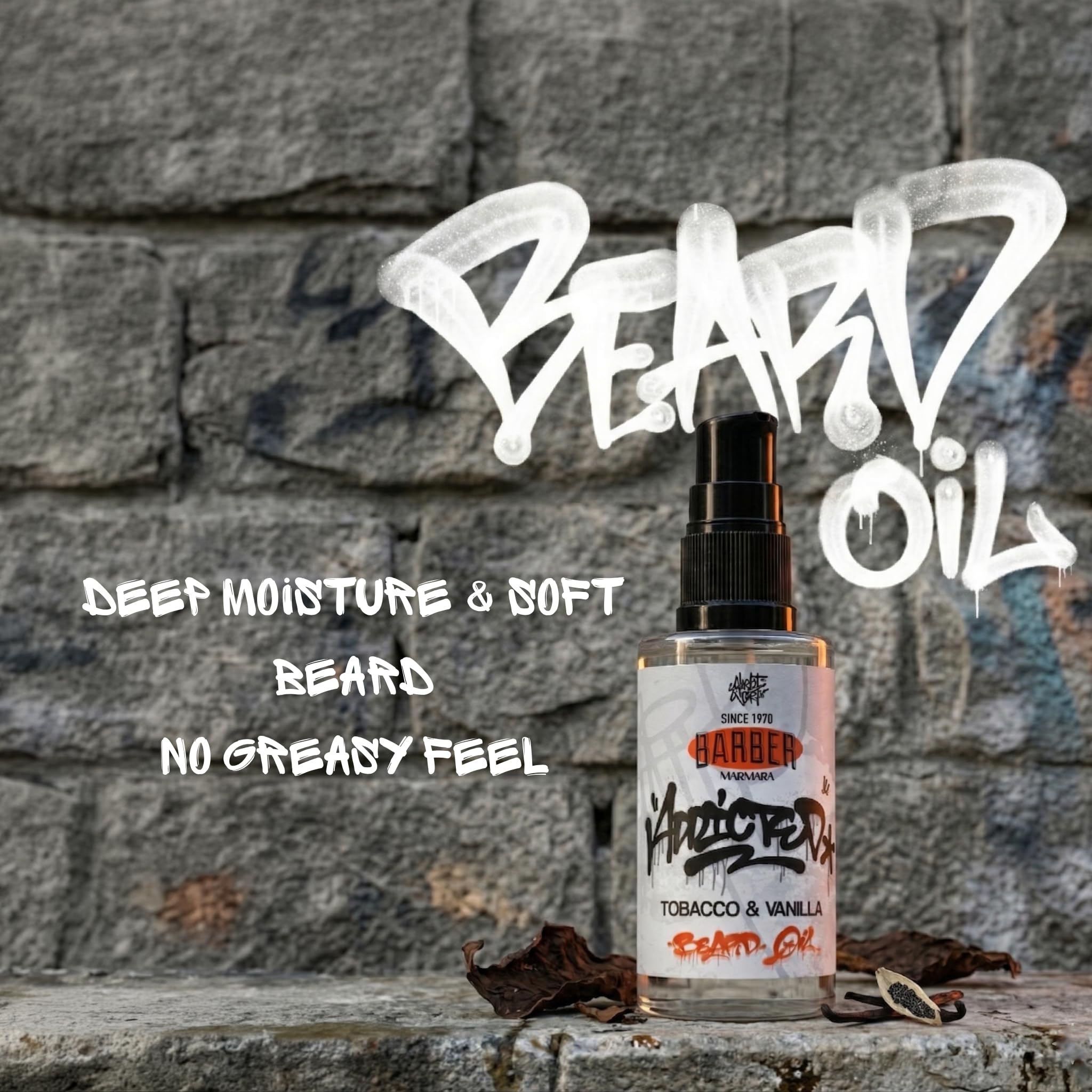 Barber Marmara Olejek do brody Tytoń & Wanilia 50ml, nawilżający olejek do brody i skóry, zmiękcza brodę, łagodzi swędzenie, szybko wchłaniająca się formuła, nie tłusta.
