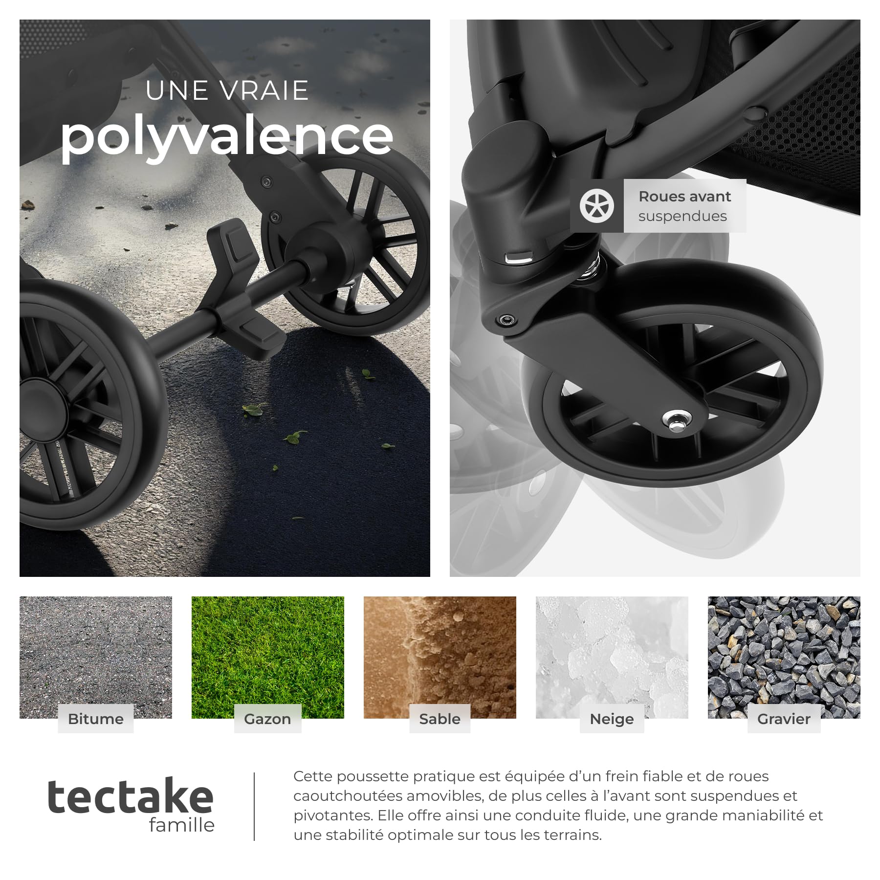 tectake® Poussette compacte 0-36 mois Pliable avec Panier de rangement Dossier inclinable Harnais 5 points Poussette compacte & légère Poussette voyage Accessoires Bébé Nouveau né Enfant Baby stroller