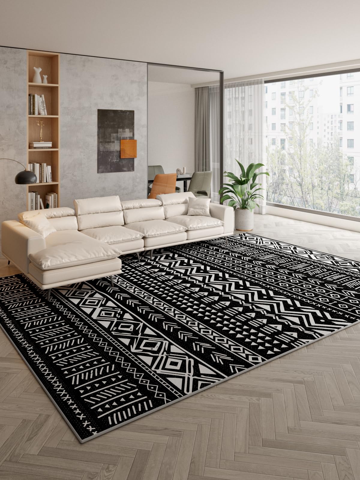 Tapis métrique moderne à poils courts doux 160x280 pour salon