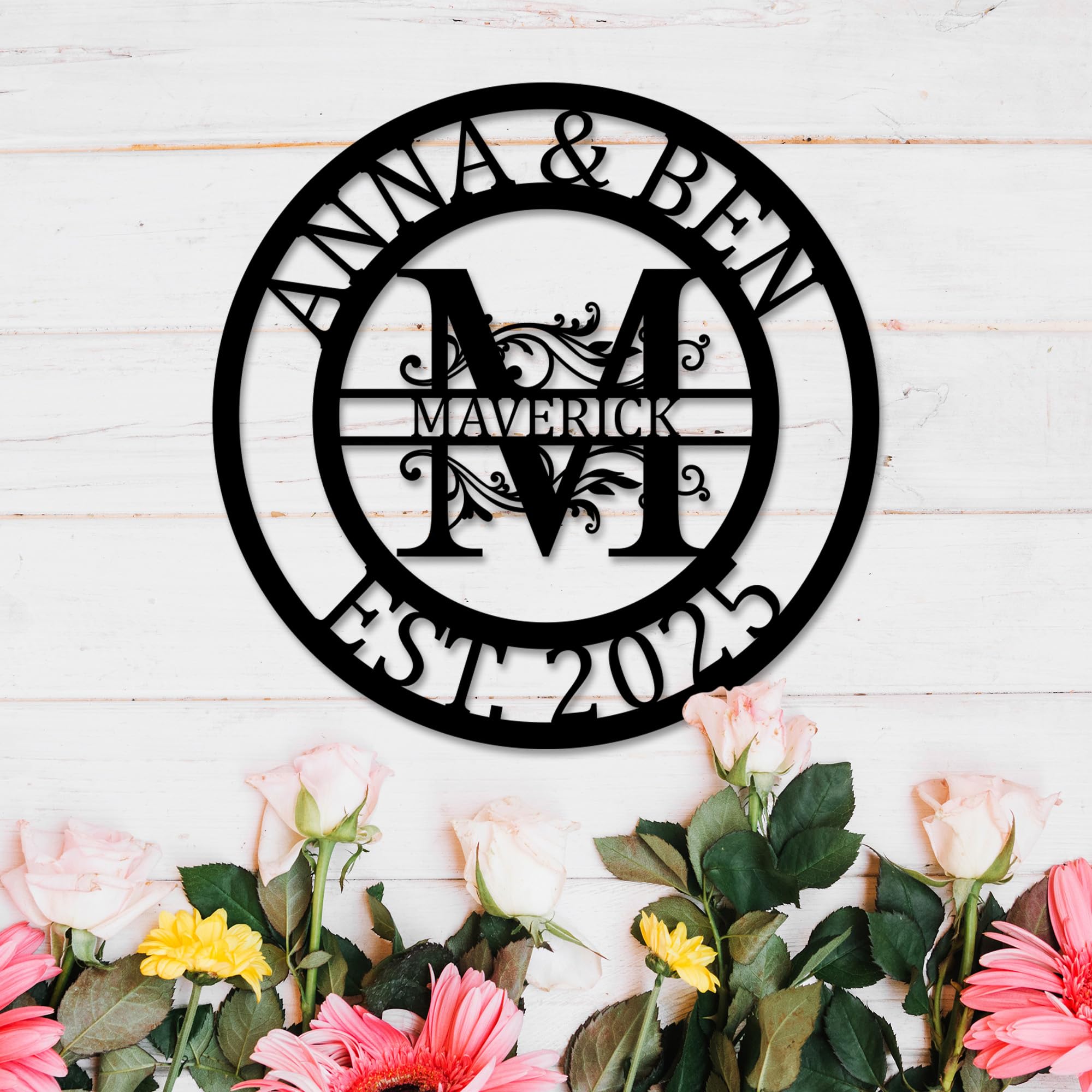 Personalized Metal Name Signs, Split Letter Monogram Wall Decor, Custom Last Name Sign, Family Name Sign for Outdoor, Personalized Wedding Gift, Garden Decor, Metal Wall Art, Housewarming Gift (Design
