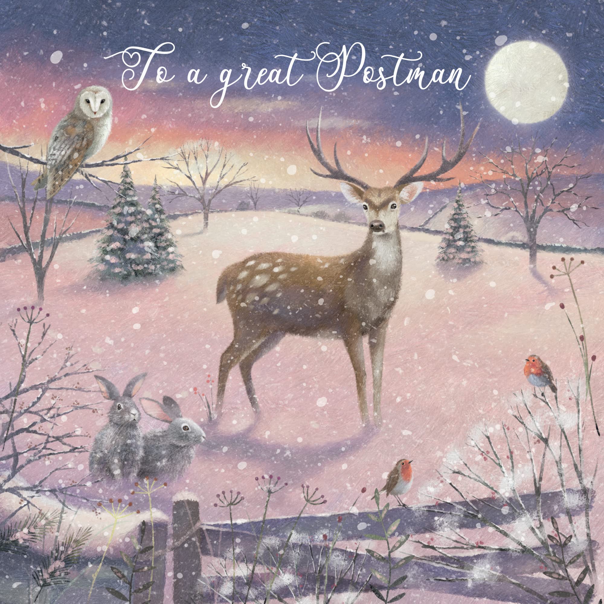 Hunts England, Postman Christmas Card, 'The Stag', To A Great Postman, Christmas Card For Postman, Milo's Gallery Collection - Image 2