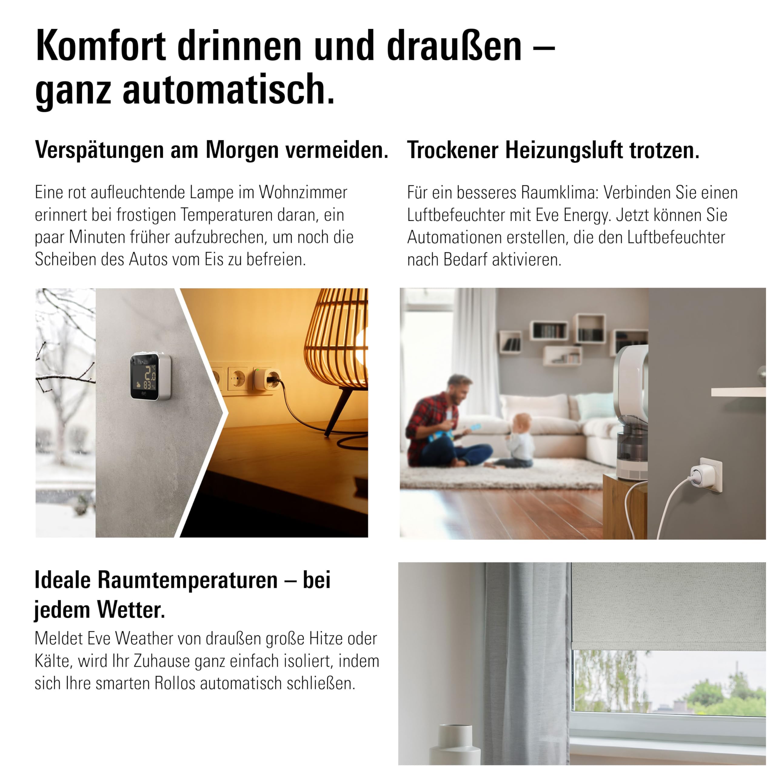 Eve Weather (Matter) Smarte Wetterstation Temperatur Luftfeuchtigkeit Wettertrend IPX4 kabellos Schwarz
