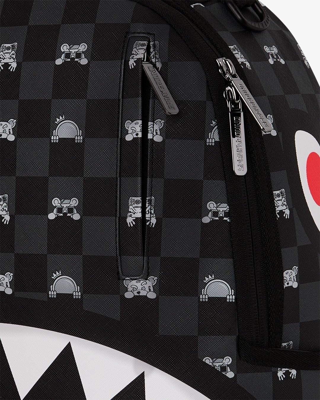SPRAYGROUND Zaino Nero GRAY PEEKING CHARACTER CHECK DLXSV BACKPACK