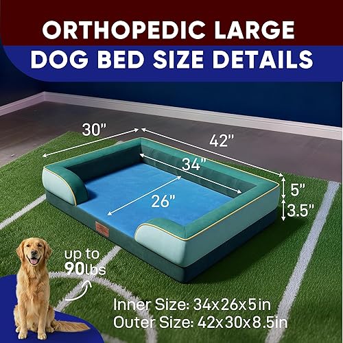 Miniatura 504 de Comfort Expression - Cama ortopédica para perros extragrandes, 53 x 42 pulgadas, cama impermeable y de apoyo de espuma con cojines removibles, con