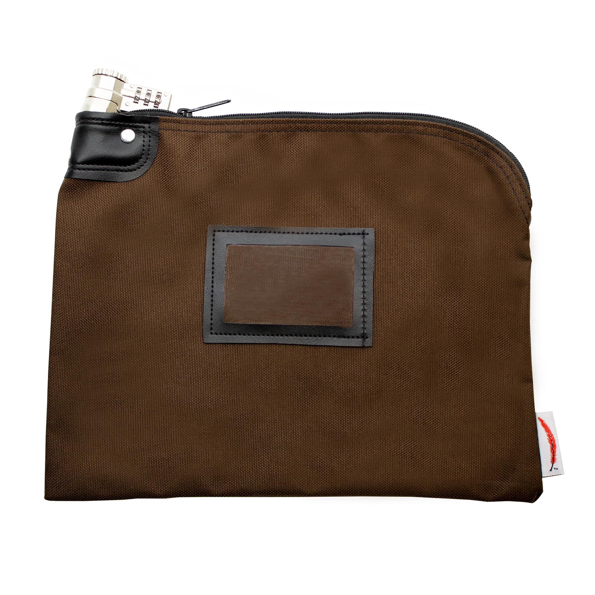 Cardinal bag supplies Bank Bag with Zipper, 9 x 12 Inch Money Bag with Combination Lock, Multipurpose Water Repellent Bank Bag,1000 Denier Nylon Puncture Resistant, Brown