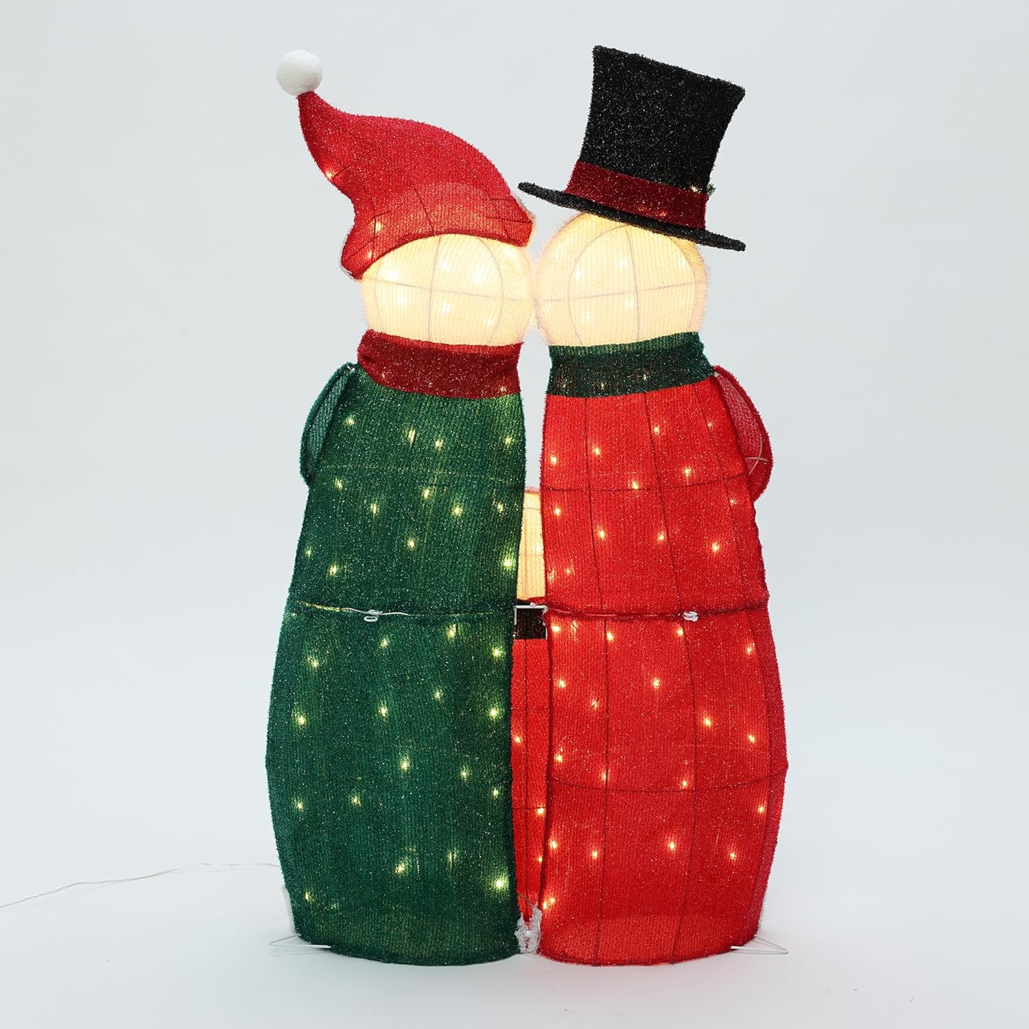 LuxenHome 3FT Lighted Snowman Family Outdoor Decoration, Prelit Joy Snowman with Hat and Scarf, Illuminated Christmas Decorations Indoor and Outdoor for Porch, Lawn, Xmas Holiday Yard Decor