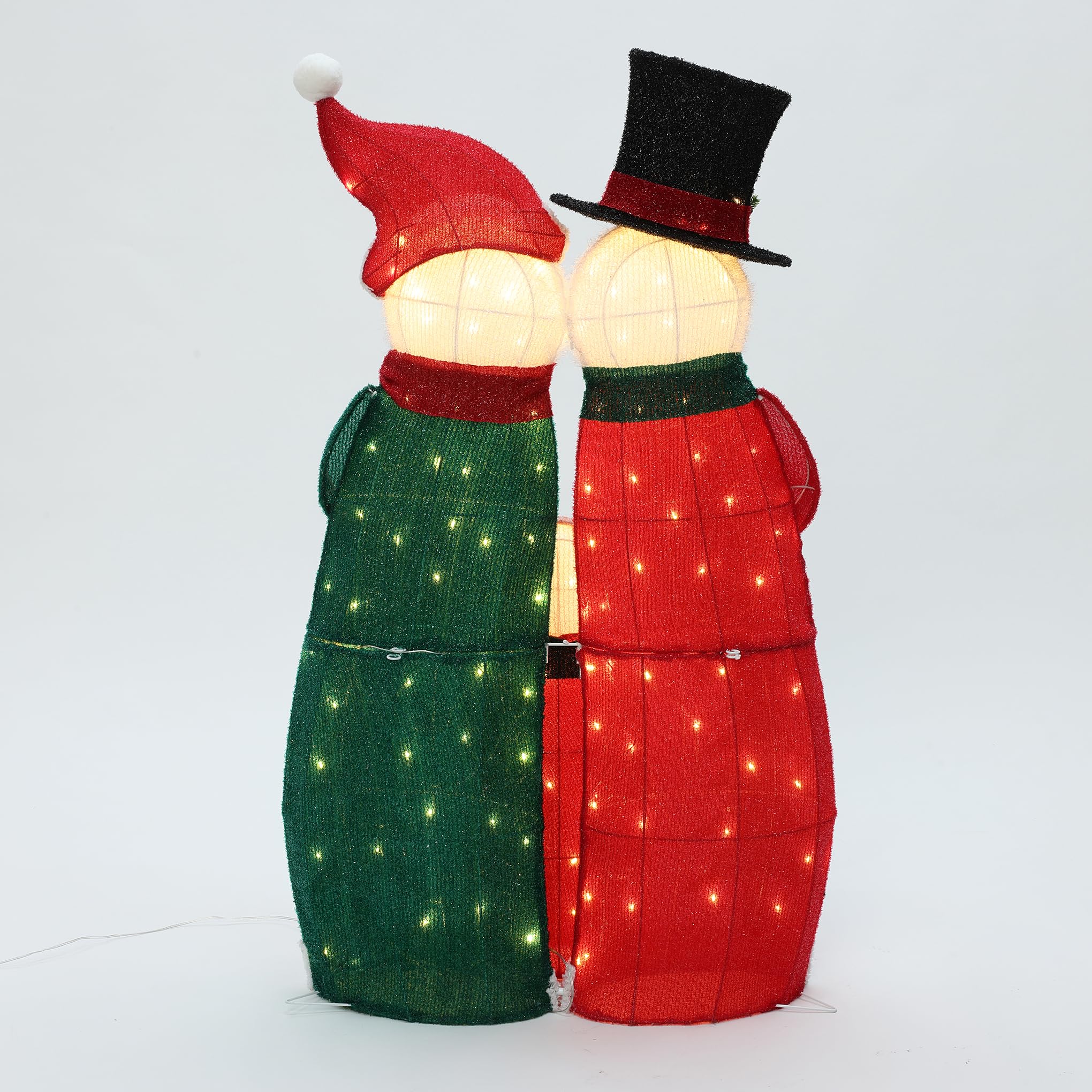 LuxenHome - Muñeco de nieve iluminado de 3 pies, decoración familiar al aire libre, muñeco de nieve con sombrero y bufanda, decoraciones navideñas iluminadas para interiores y exteriores para porche