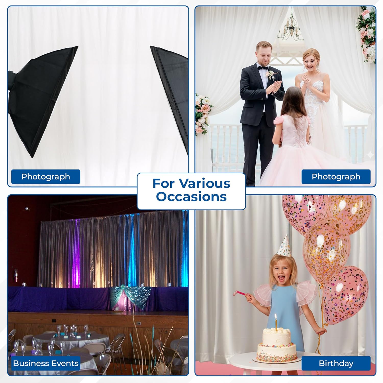 OnlineEEI, 8 Foot Tall Fixed Height Portable Pipe and Drape Backdrop Kit, 8ft x 20ft Breakapart, Black Drapes (BBD9990820CDPR750)