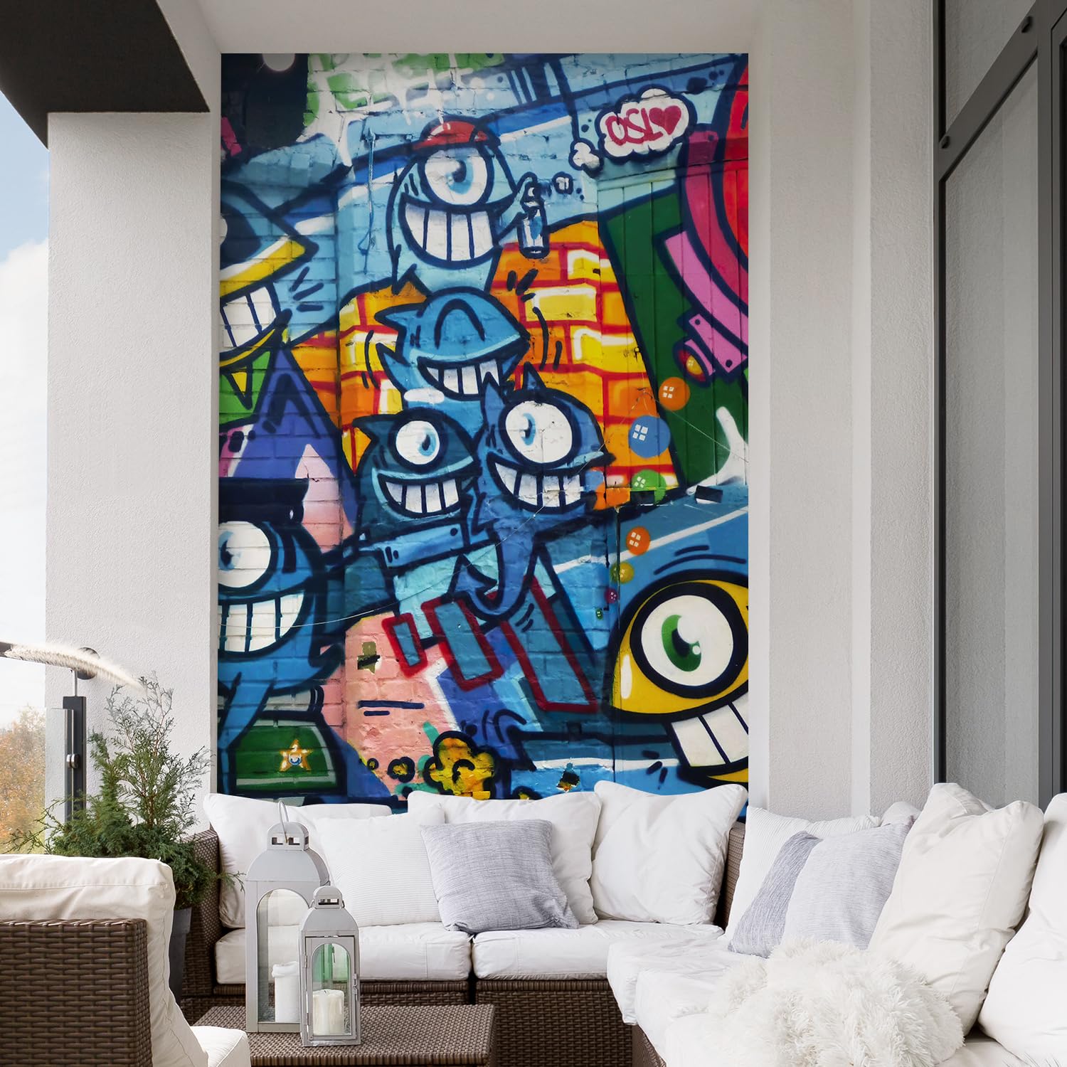 SIGNFORD Wall Mural Colorful Graffiti Removable Wallpaper Wall Sticker for Bedroom Living Room - 108"x72"