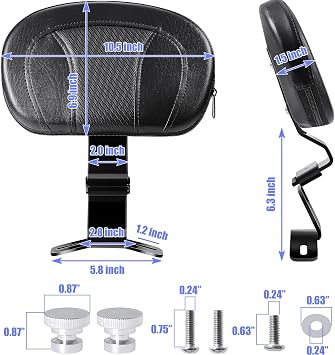 Adjustable Rider Backrest for Touring 2009-later, Motorcycle Front Driver Back Rest Pad Kit for Harley Davidson CVO Street/Road/Electra Glide Road King Ultra Limited FLHR FLTRX FLHX FLHT Accessories