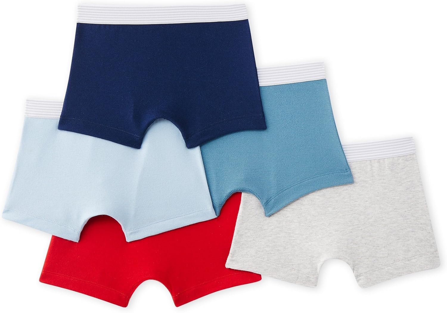 Petit Bateau Set of 5 Boys Plain Silk Screened Boxers Style 26411 Sizes 2-12 (Size 2 Style 26411 Boys Boxers) Multi
