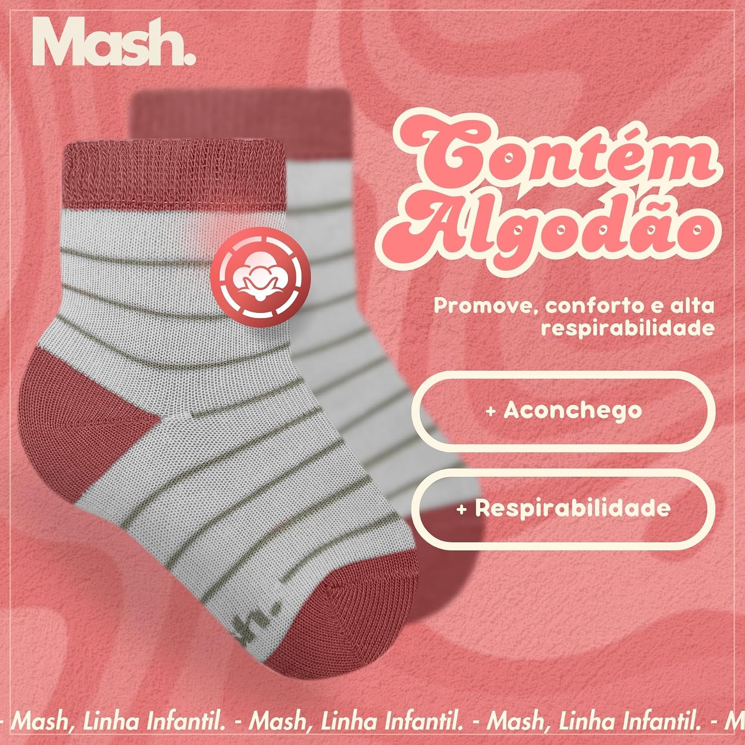 Kit 6 Pares Meias Bebê INFANTIL Mash Recém Nascido Criança Algodão Cano Médio