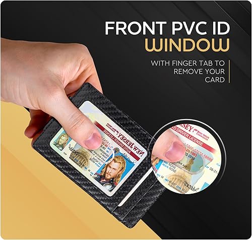 Miniatura 4 de Billetera de cuero con clip para dinero, bolsillo frontal delgado, bloqueo RFID con imán súper fuerte