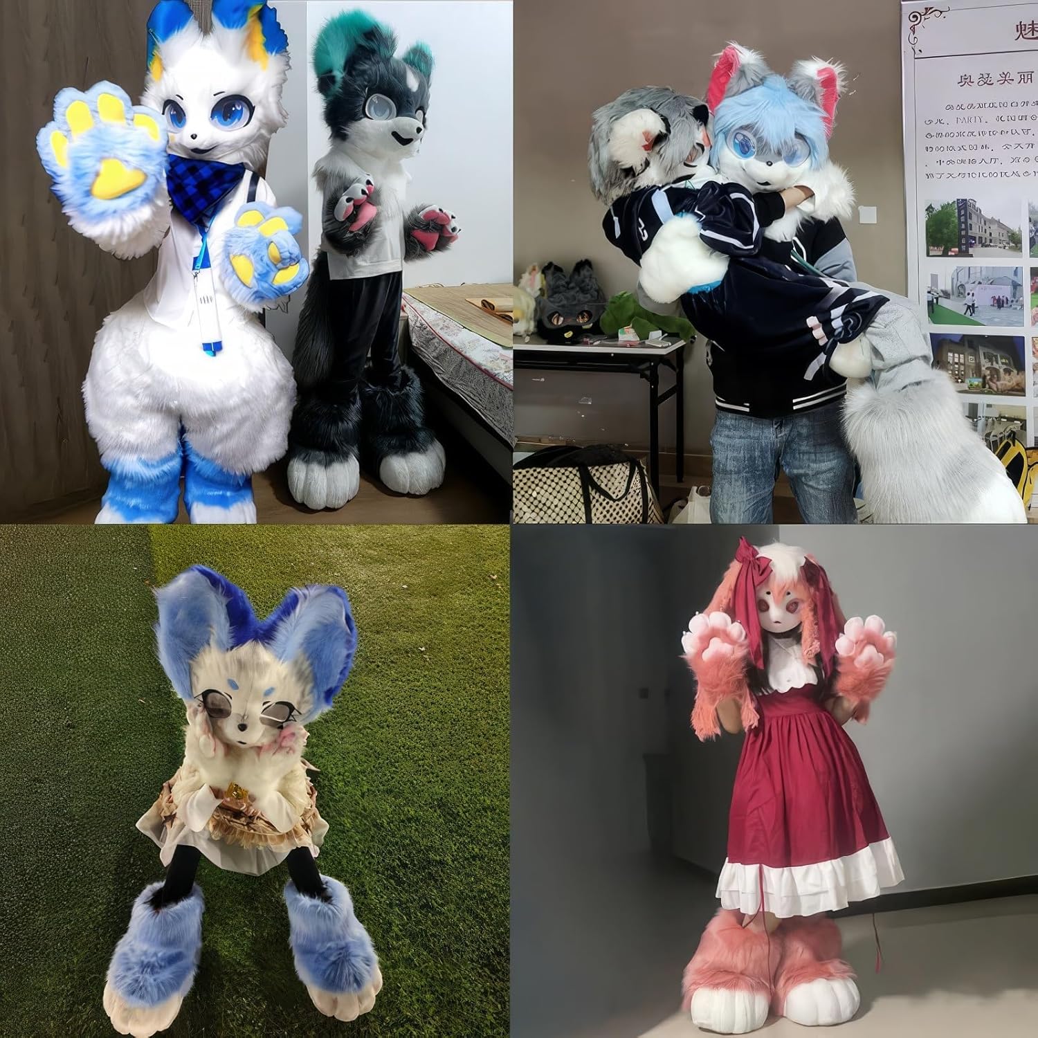 Fursuit Padfoot,Fursuit Furry Feet,Faux Fur Feet Paws,Outdoor Animal Shoes,Cosplay Animal Cat Fox Costume Accessories
