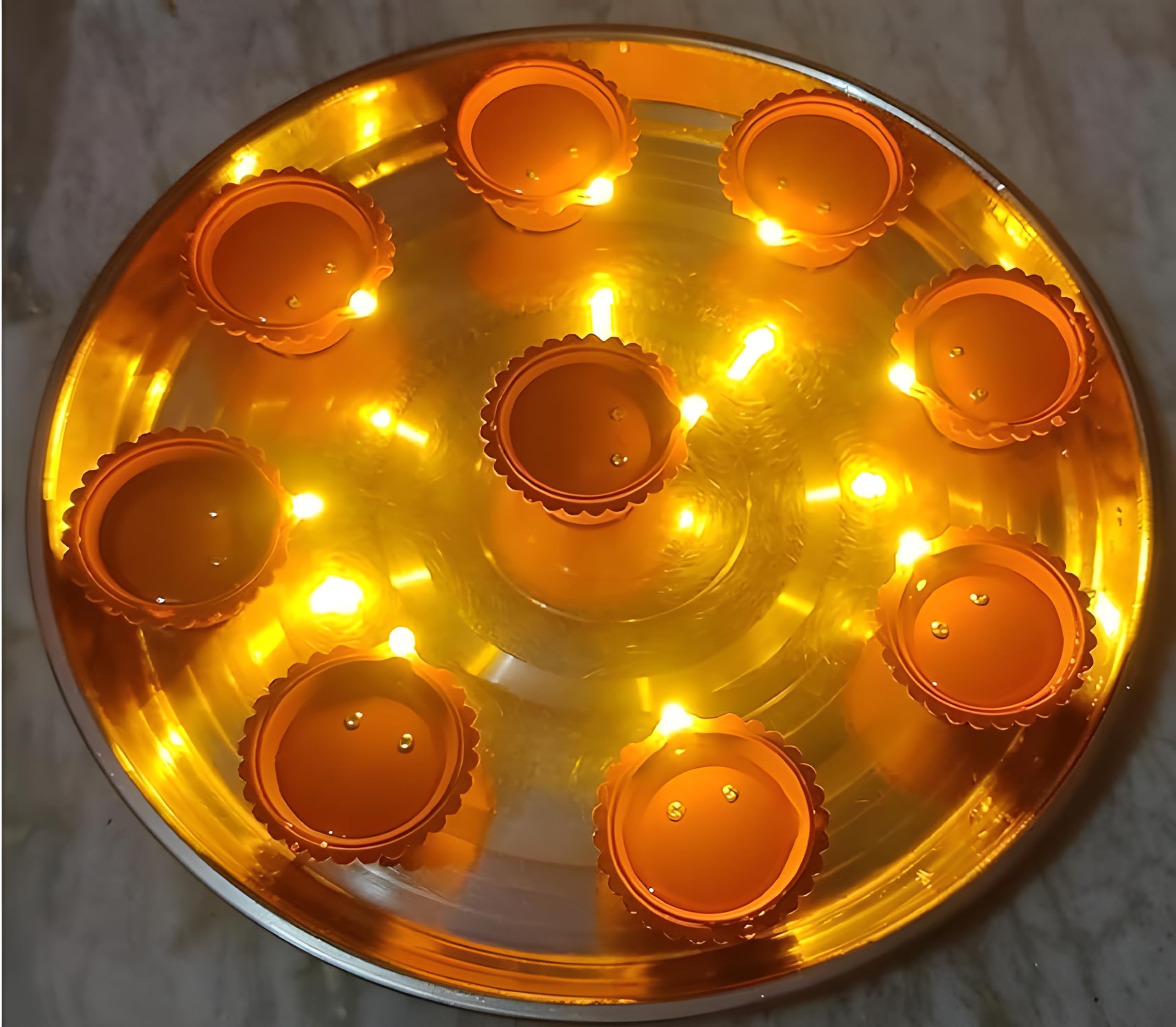 Innovative Water-Sensing LED Diya Candle with E-Diya Technology: Warm Orange Ambient Lighting Perfect for Home Decoration During Diwali and Festive Celebrations (Red) (Pack of 6) 4