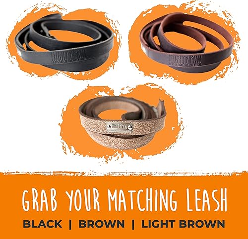 Miniatura 7 de Mighty Paw Collar de cuero para perro  Cuero auténtico envejecido y una hebilla de metal fuerte. Súper suave para máxima comodidad. Aspecto de