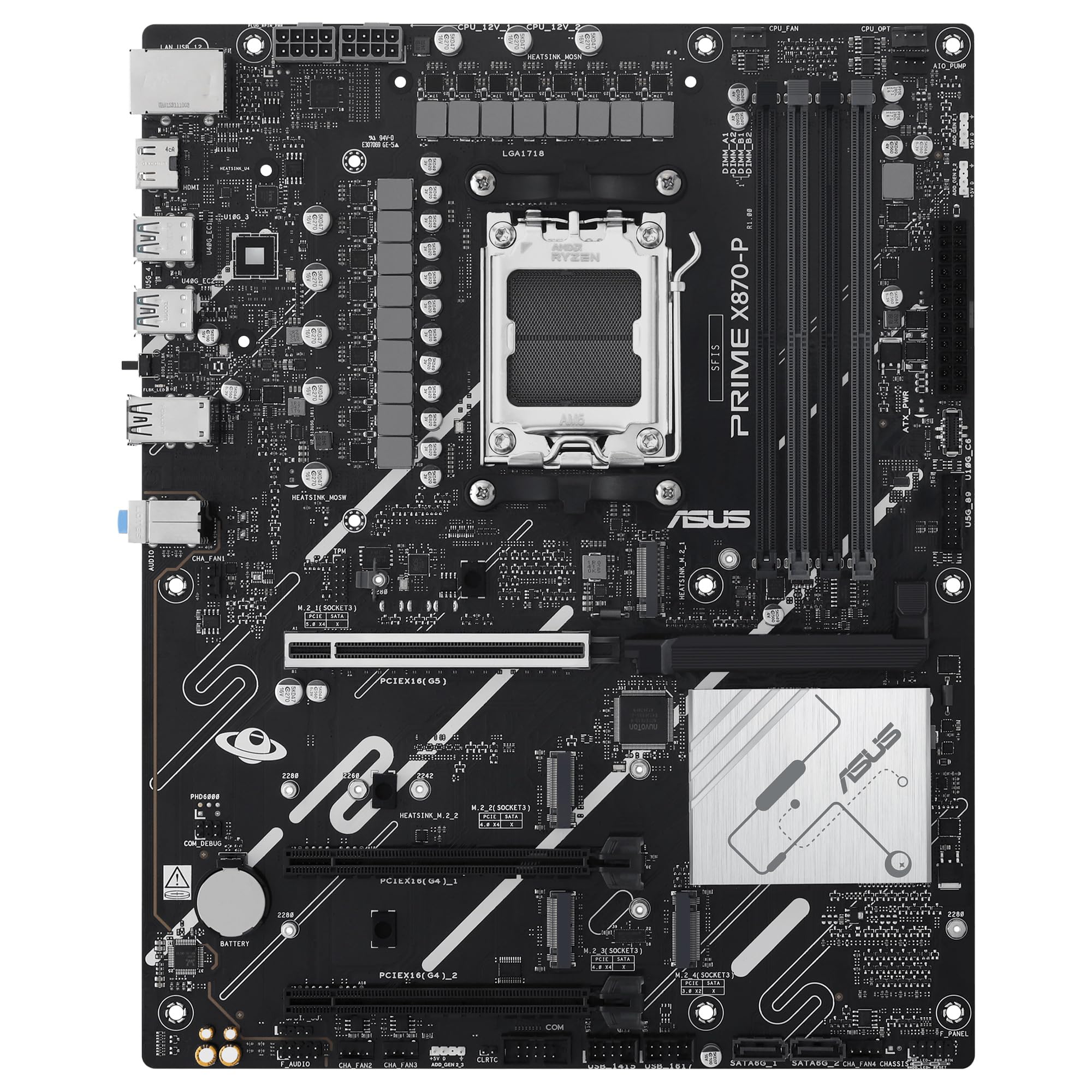 ASUS Prime X870-P - Placa Base AMD ATX, 14+2+1(80A) etapas de alimentación, PCIe 5.0 x16 Compatible con GPU de última generación, 4X M.2, DDR5, PCIe Q-Release