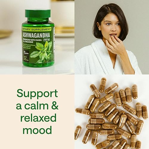 Miniatura 15 de Complejo Ashwagandha de 800 mg con GABA, L-teanina y B6 - Apoyo adaptogénico para la calma, la concentración y el estado de ánimo - 60 cápsulas
