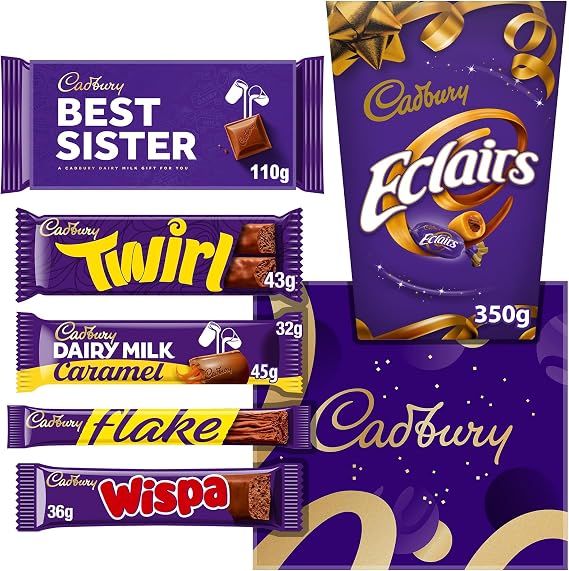 Cadbury Best Sister Chocolate Gift - Full Size Cadbury Chocolate Bars including Flake, Caramel, Twirl, Dairy Milk and More. Christmas, Birthday, Easter gift for Sister