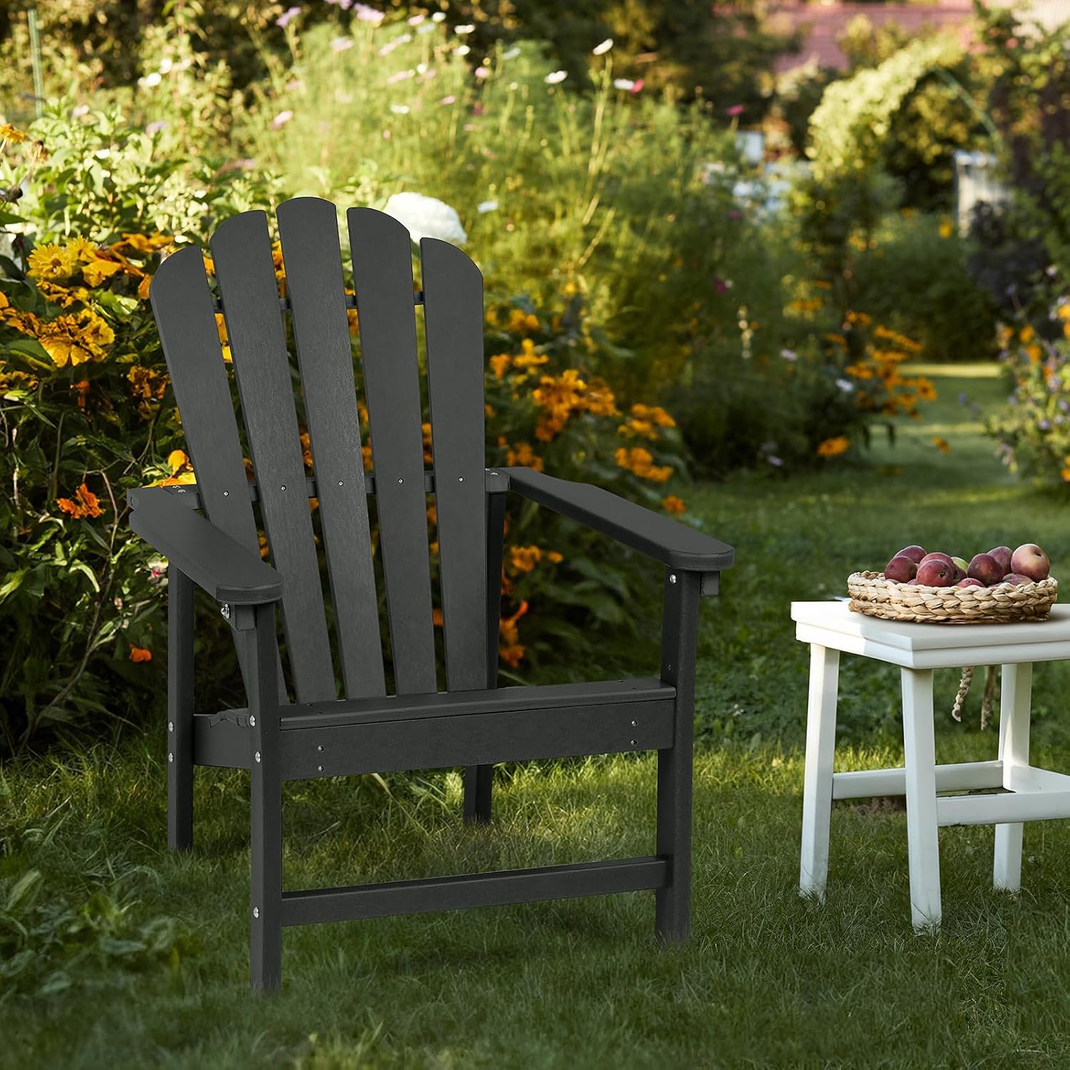 Stackable Adirondack Chair, Space Saving HDPE All-Weather Fire Pit Chairs for Outdoor Lawn Porch Deck