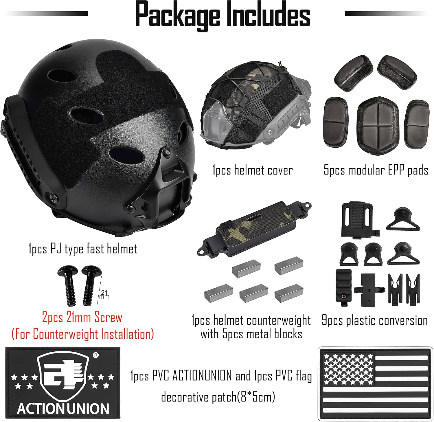 ACTIONUNION Airsoft Fast Helmet Pro Set PJ Type Tactical Paintball Helmet