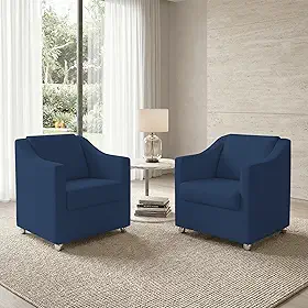 Kit 2 Poltronas Para Sala Decorativas Cadeiras Reforçadas Para Recepção Consultório Escritório Pé Cromado Suede Azul Marinho - Clique E Decore