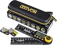 LEXIVON LX-DAF5 Digital Angle Finder Protractor, 5-Inch Aluminum Gauge with XL LCD Display, 360° Precision & Zippered Pouch for Woodworking