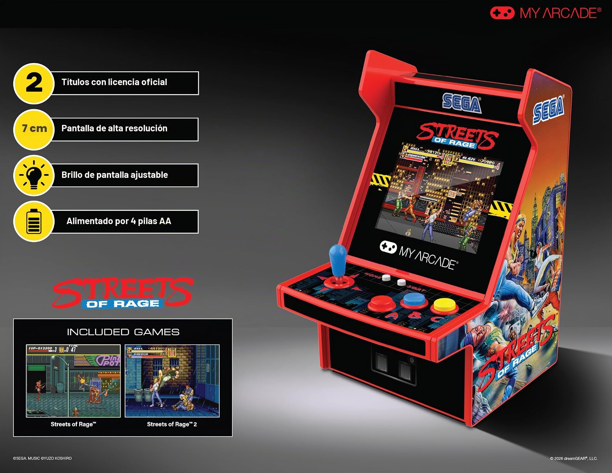 MyArcade DGUNL-7162 Streets of Rage Micro Player Pro Portable Retro Arcade