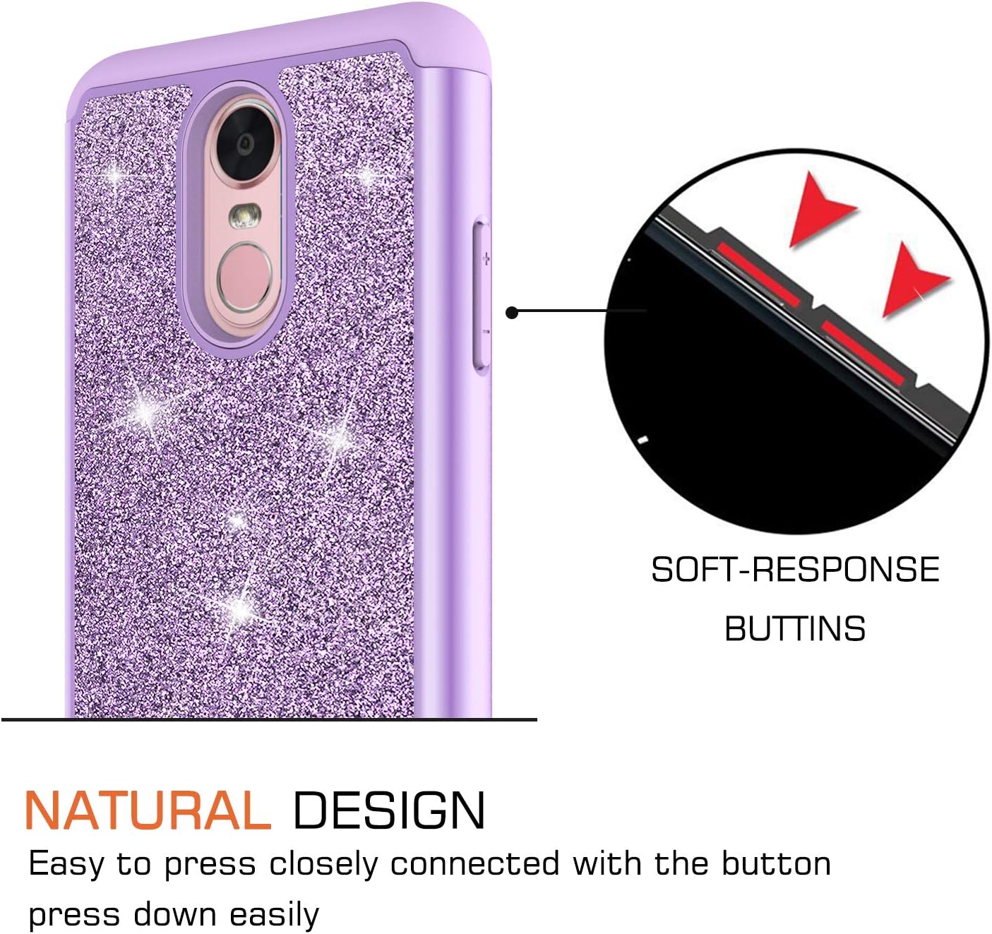 LeYi Compatible for LG Stylo 4 Case, LG Stylo 4 Plus Case, LG Q Stylus Glitter Case with Tempered Glass Screen Protector [2 Pack], Bling Girls Women Heavy Duty Protective Case for LG Stylo 4, Violet
