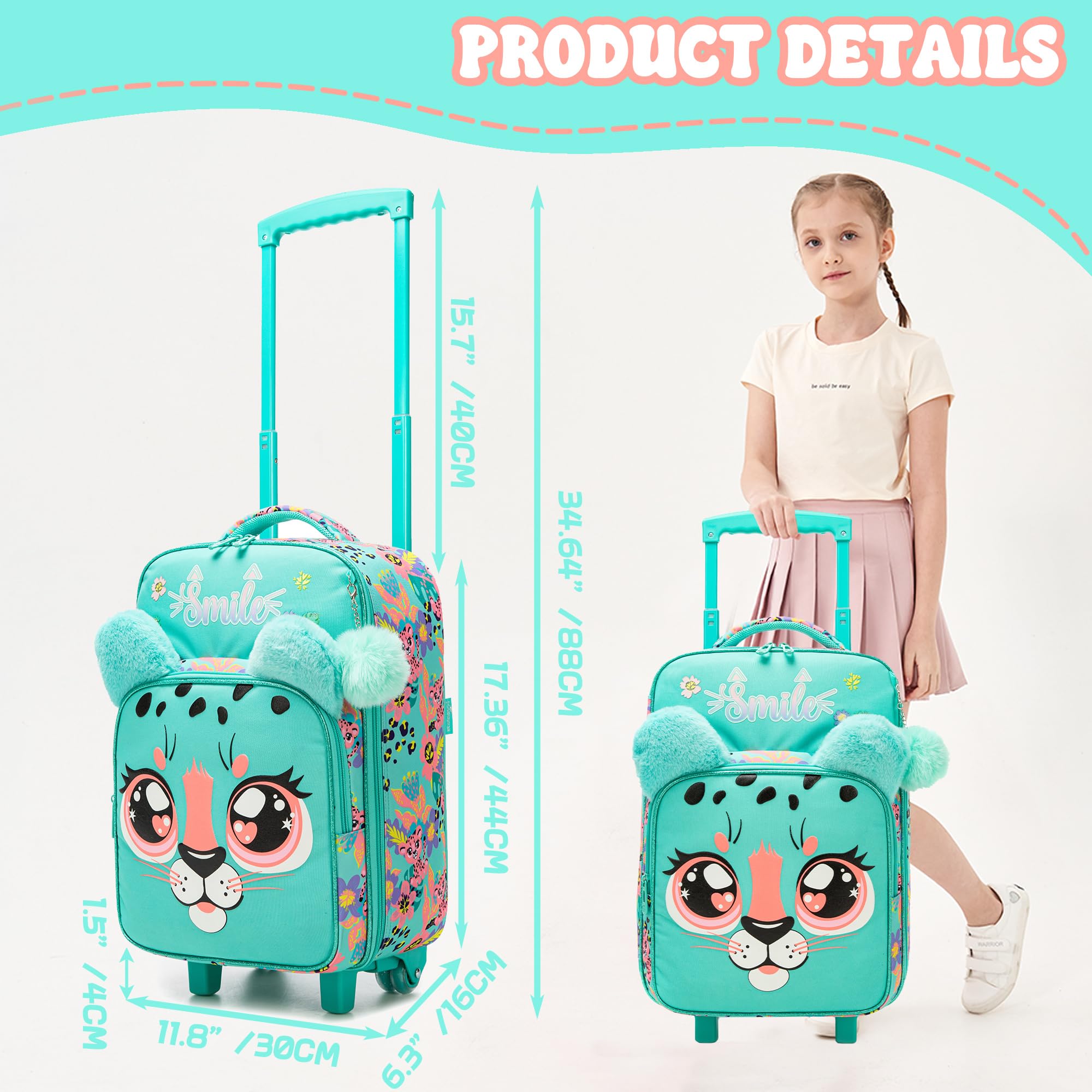 HTgroce Maleta de Viaje Cabina Infantil Equipaje de Mano Bolsa Deporte Niña. 2 Ruedas
