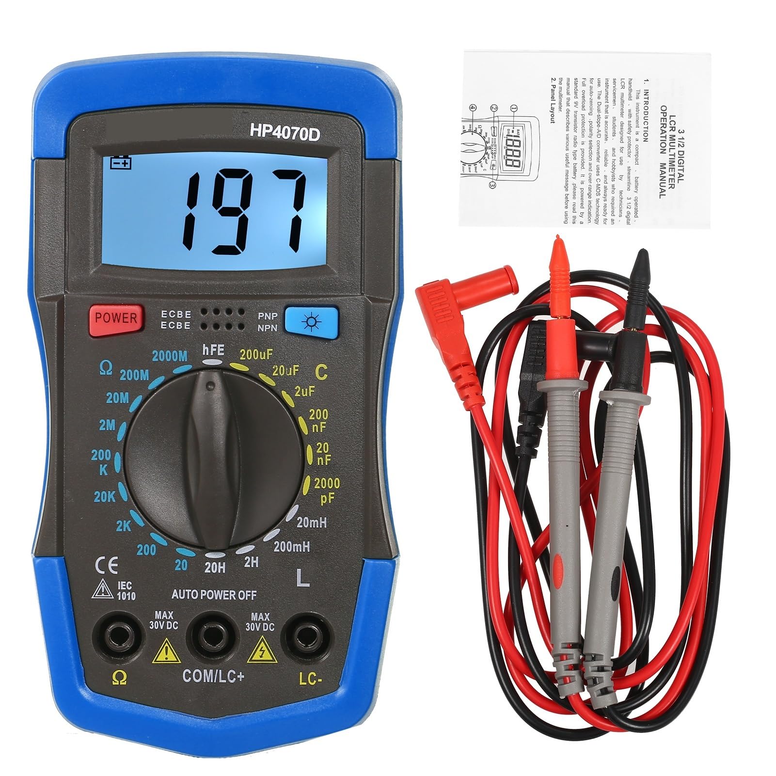 Multimetr cyfrowy, Cyfrowy multimetr HP4070D LCR Tester rezystancji pojemności indukcyjności tranzystorów Tester przenośny uniwersalny miernik Wszechstronne możliwości pomiarowe