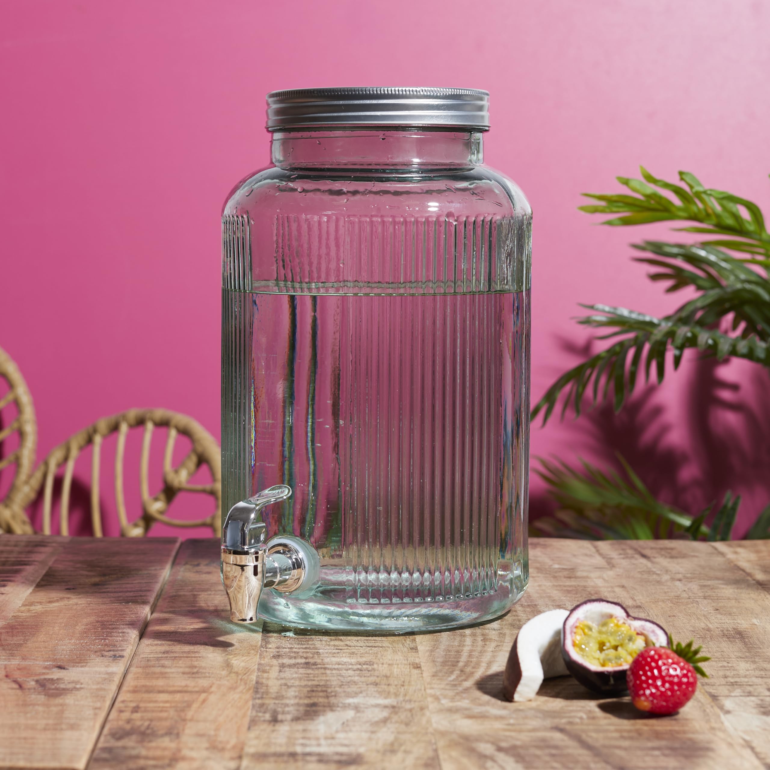 Cook Concept, KA0495, Fontana in Vetro Colorato per Drink e Aperitivi da 5 Litri - Ideale per Cocktail, Birre e Succhi - Design Elegante e Pratico - Verde, 5 Litri