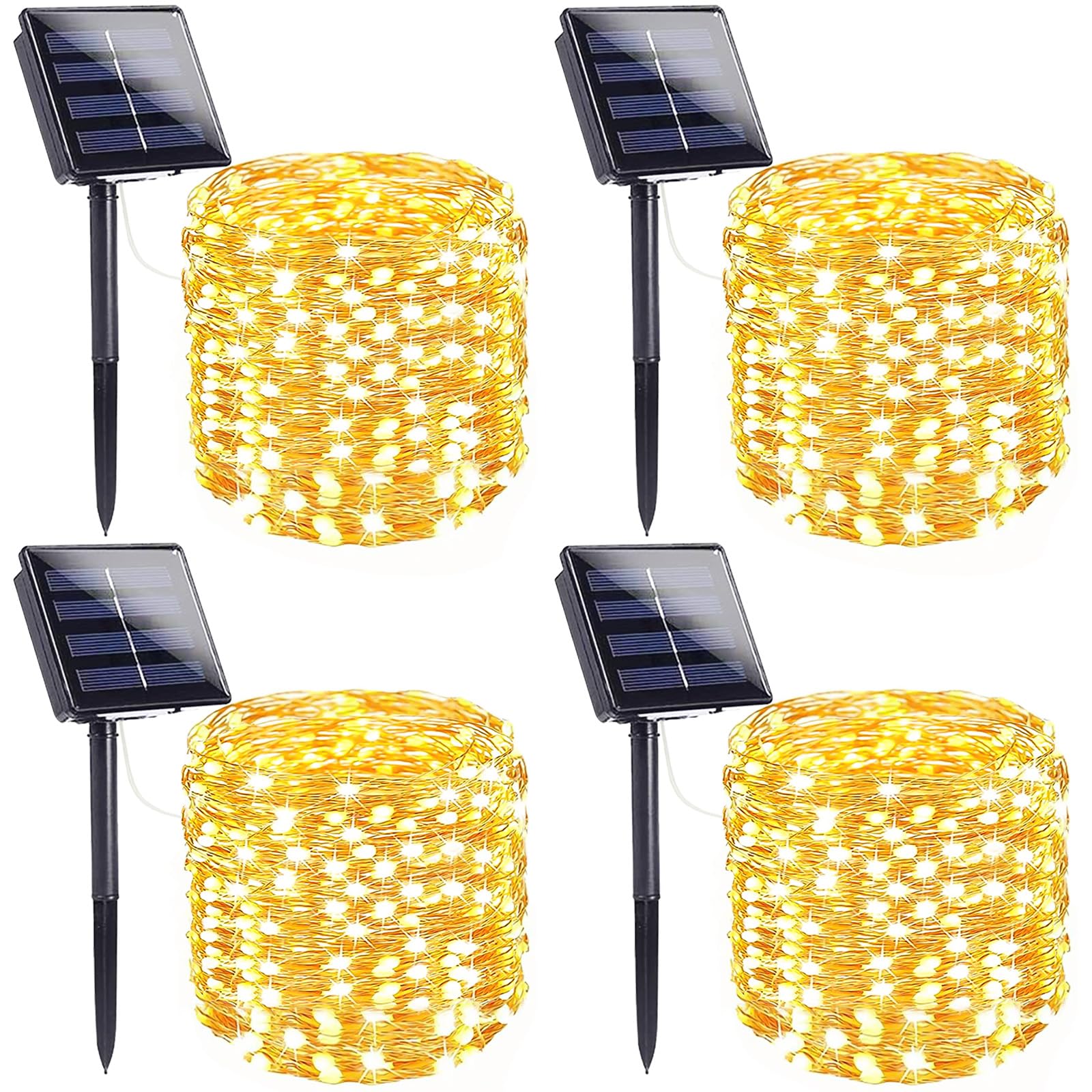 4-Pack Solar String Lights for Outside, Total 400LED Solar Fairy Lights Waterproof, Outdoor Twinkle Lights Copper Wire 8 Modes Solar Outdoor Lights for Xmas Tree Garden Party Wedding Decor(Warm White)