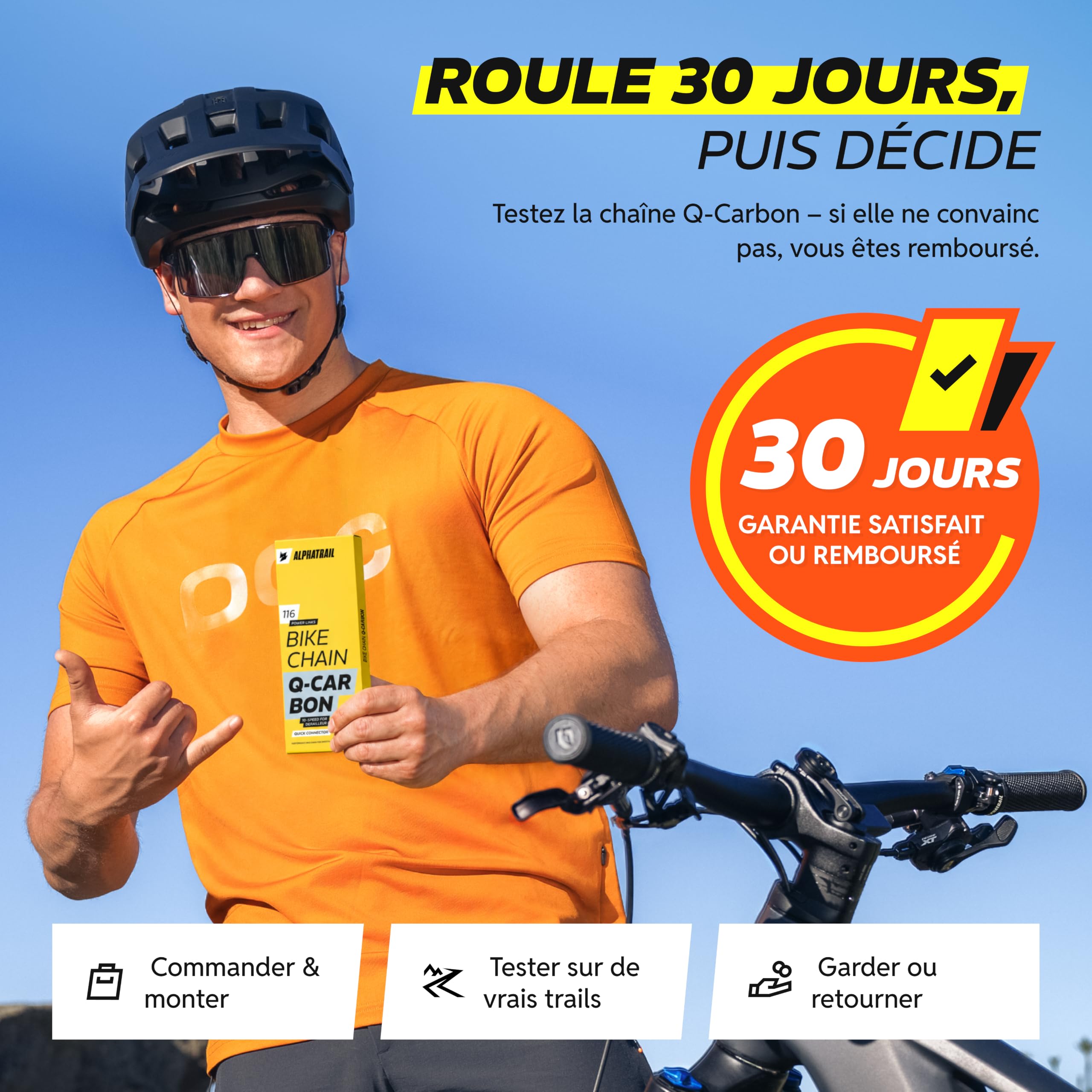 Alphatrail Chaîne de Vélo Parker 12 Vitesses 126 Maillons I Compatible avec Shimano, SRAM, KMC, Connex, Campagnolo I Incl. Attache Rapide Chaîne