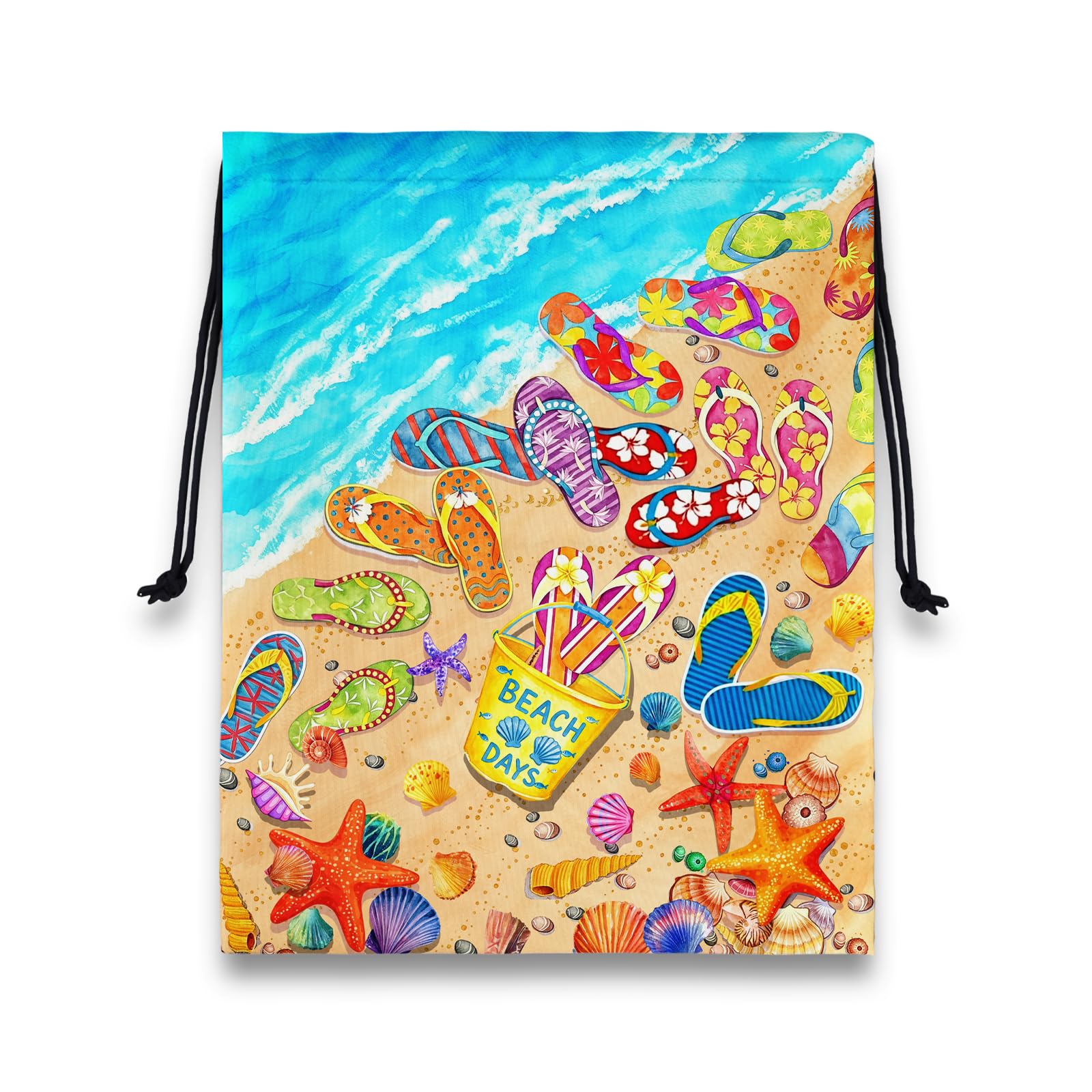 Gymnastics Grip Bag Coastal Pouch String Bag for Travel Colorful Flip Flop Print