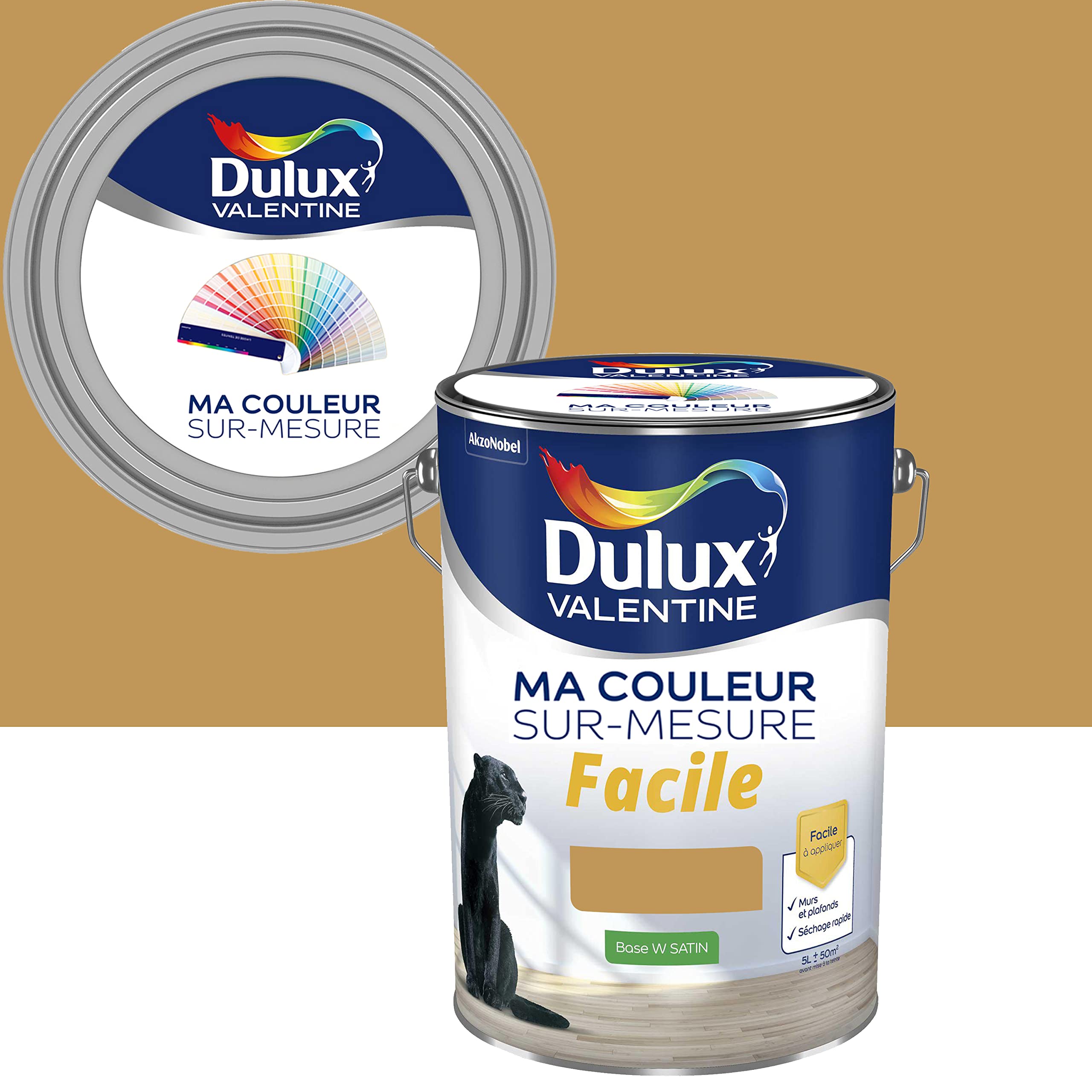 Ma Couleur Sur-mesure par Dulux Valentine – Peinture Intérieure Murs, Plafonds, Boiseries - Facile à appliquer - Satin Ocre Dore 5 L