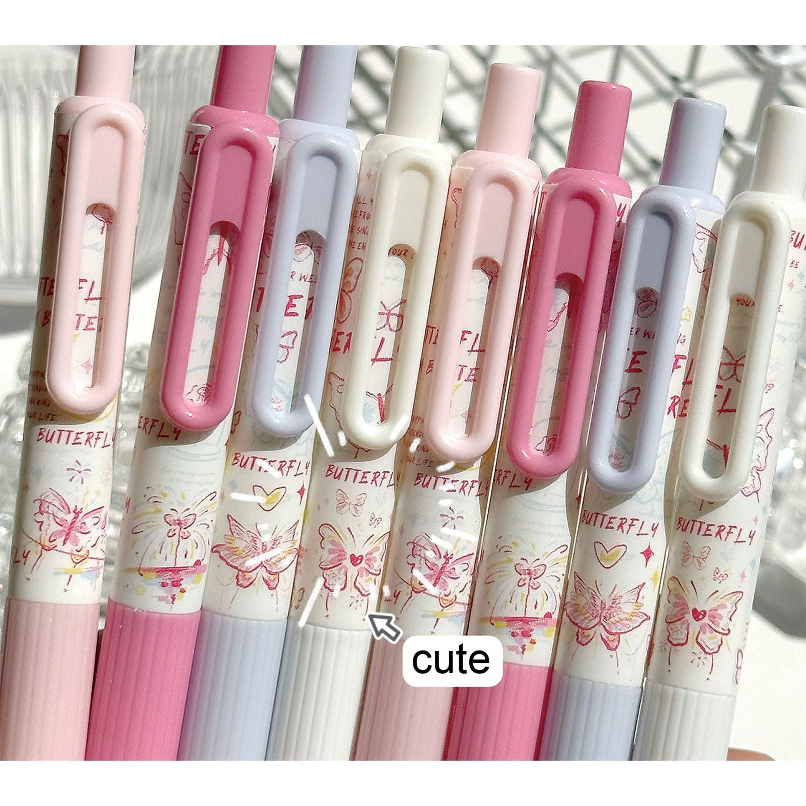 4 Pcs Cute Retractable Pens Small Pocket Pens Cartoon Butterfly Gel Pen 0 5mm Fine Point Black Ink — view 7