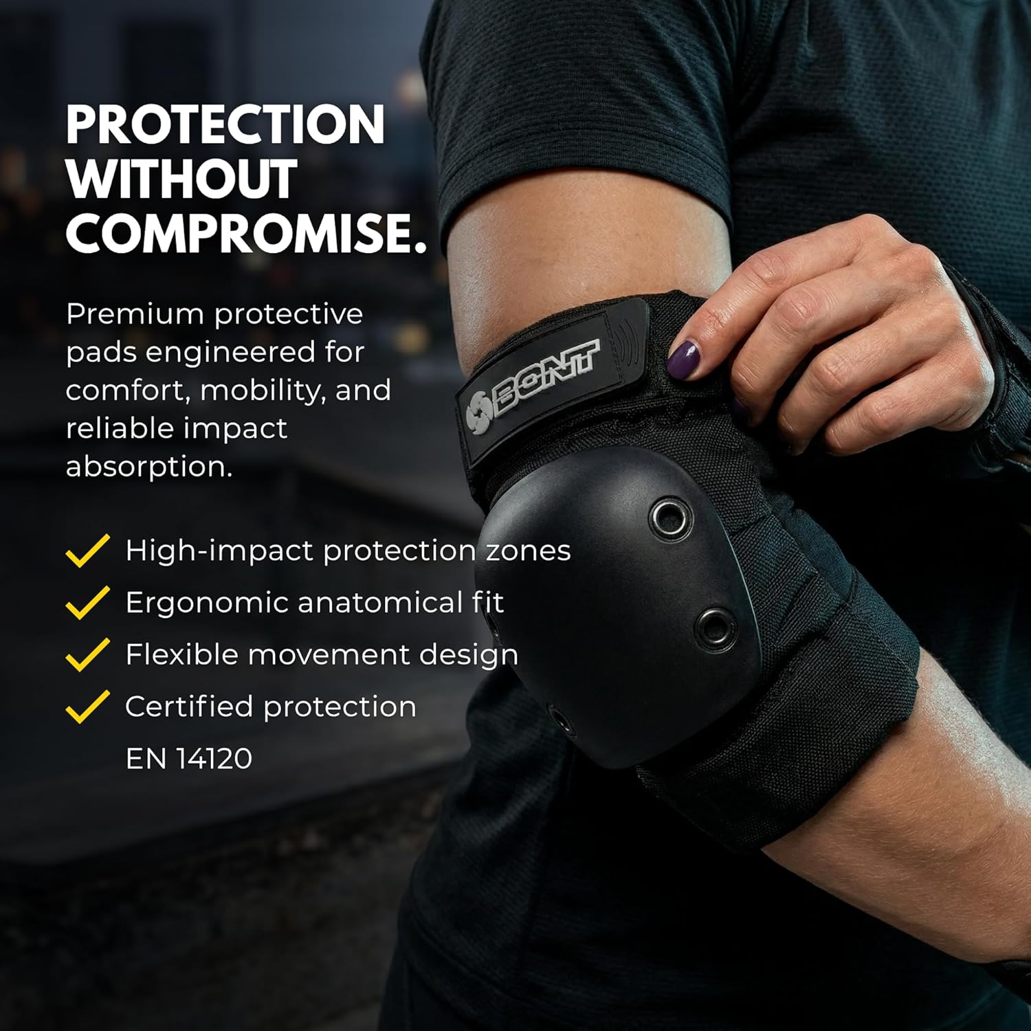 Bont Adult Elbow Skate Pads Protection for Roller Derby, Roller Skate, Park Skate, Ice Skate, Skateboard, Scooter