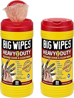BIG WIPES Heavy Duty Industrial Textured Scrubbing Wipes (80 Count (Pack of 2), Heavy-Duty)