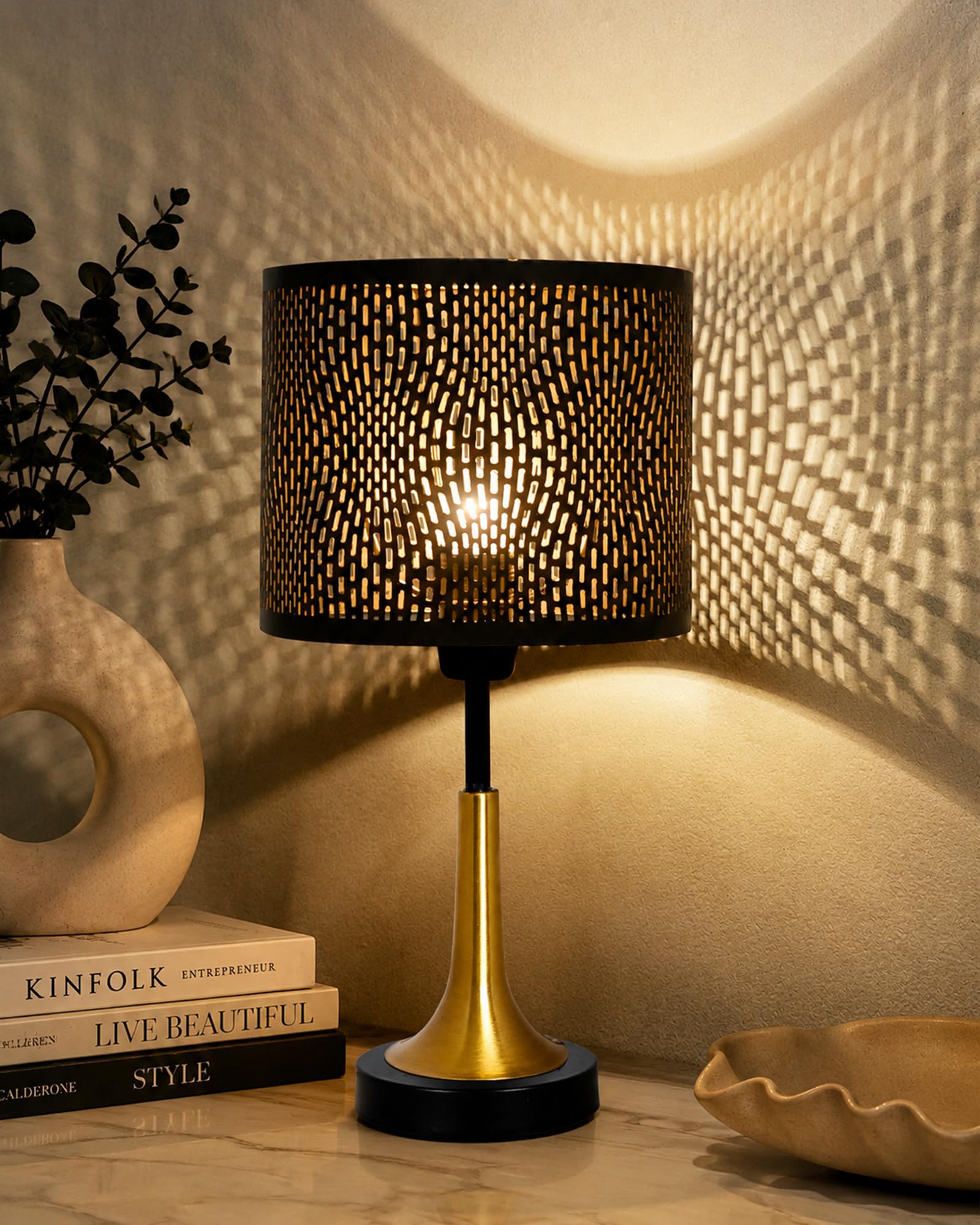 Homesake ® Rustic Farmhouse Metal Table Lamp with Shade for Bedroom Living Room House Home Bedside Nightstand Office Family, Dual Color Trumpet Bell, (Black Drum)-image-41