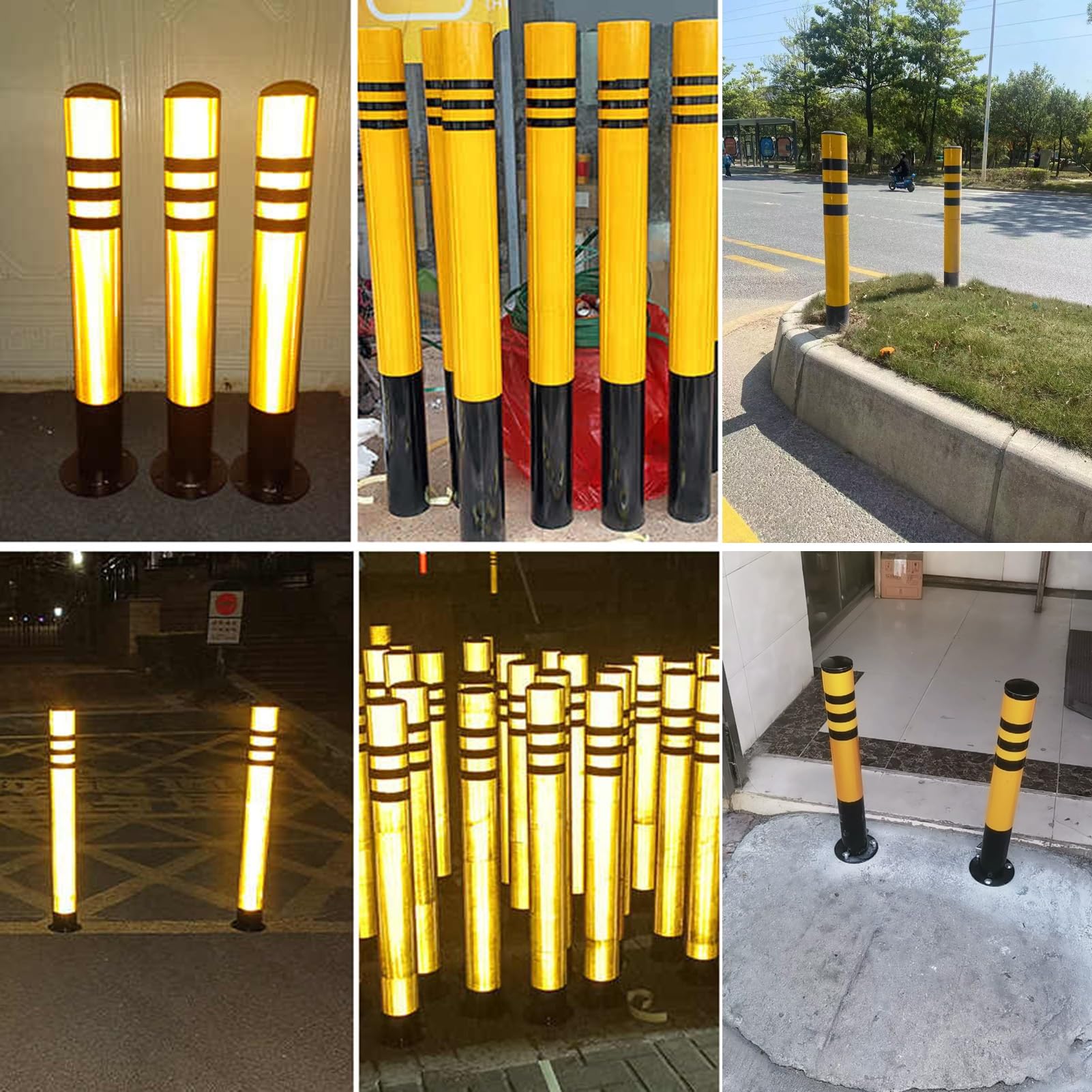 Bornes de sécurité routière, colonnes Fixes Anti-Collision en Acier, cônes de signalisation avec boulons d'expansion pour Usage Commercial/privé, H120xL7,6cm(47,2x3)