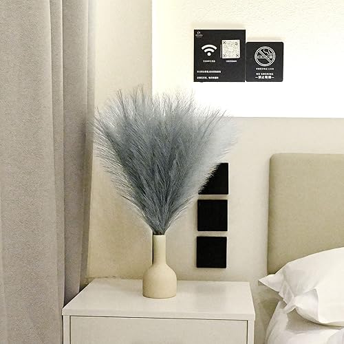 Miniatura 24 de Arreglo de 6 Piezas de Hierba de Pampa Sintética - 18 Pulgadas/45cm de Pasto Artificial Esponjoso y Pomposo para Decoración Boho Chic del Hogar