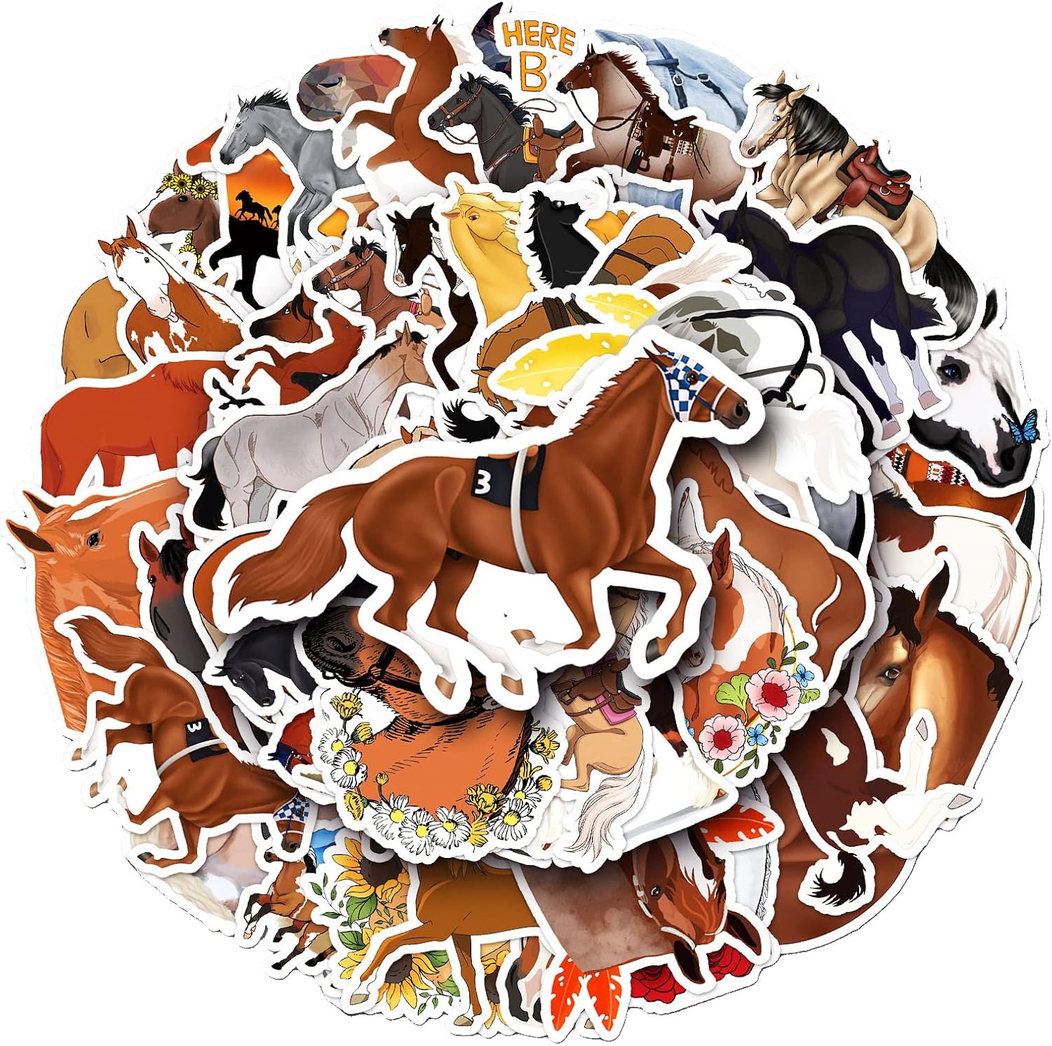 Thrcat Horse Stickers 50 Pack Laptop Stickers,Waterproof