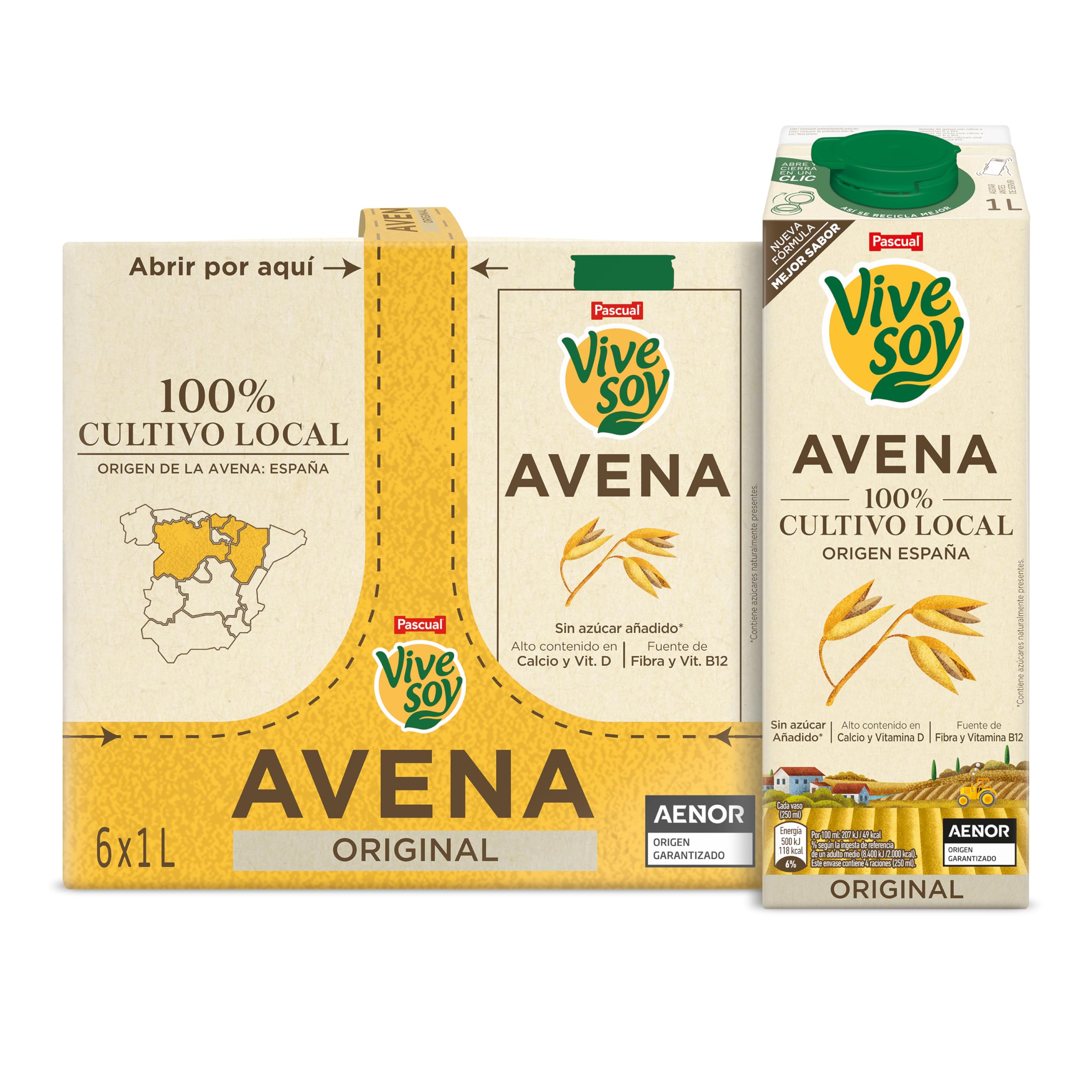 Vivesoy - Bebida Vegetal de Avena Sin Azúcar 100% Cultivo Local - Pack 6 x 1L — view 8