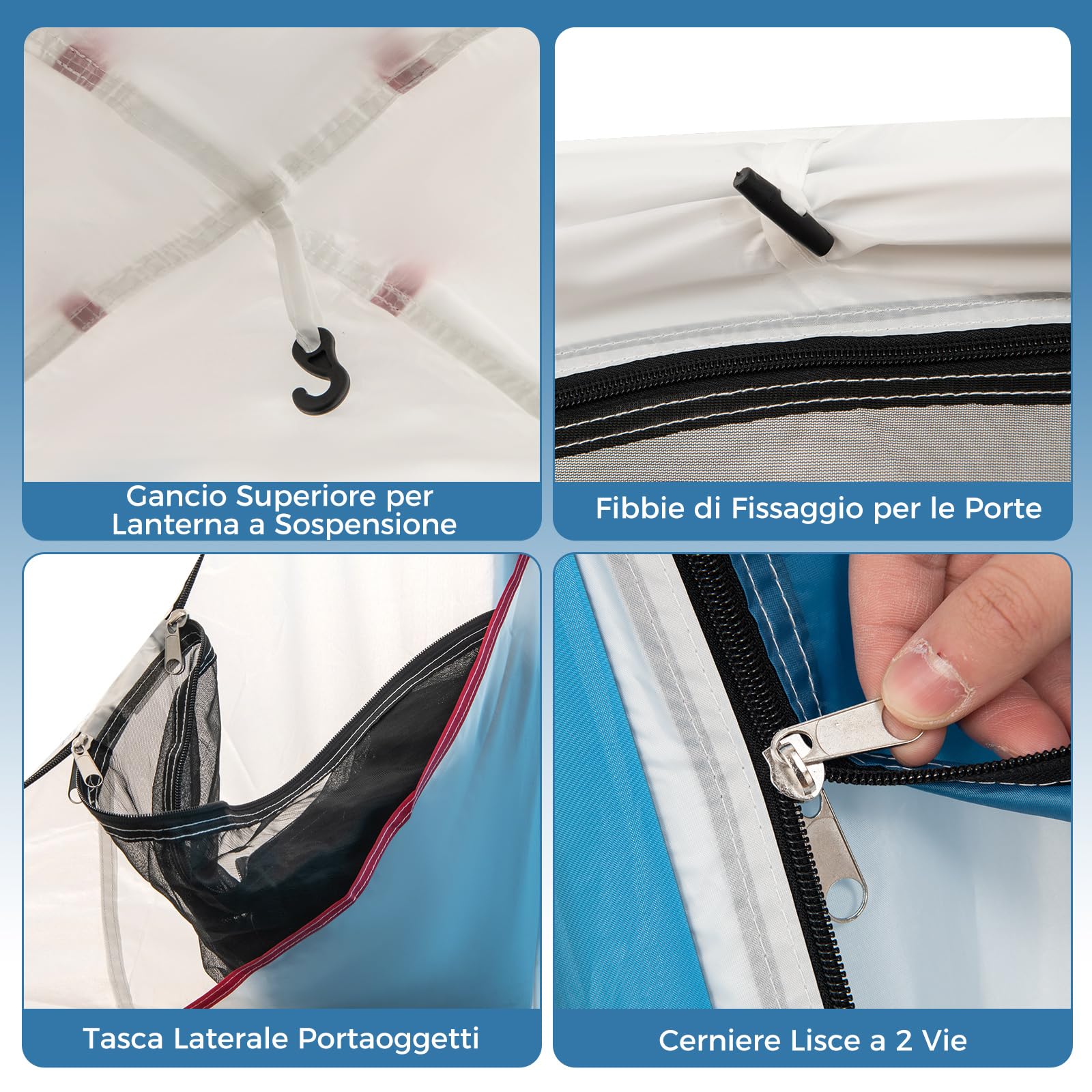 GYMAX Tenda da Campeggio per 5 Persone, Tenda Impermeabile Antivento con Ampie Porte in Rete a Doppio Strato, Finestre in Rete e Borsa da Trasporto, Tenda Familiare Portatile per Escursioni Viaggi