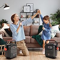 Vista 3 de JYX Máquina de karaoke con 2 micrófonos inalámbricos, juego de altavoces portátiles de 5200 mAh, sistema PA recargable Bluetooth 5.0 con TWS, FM